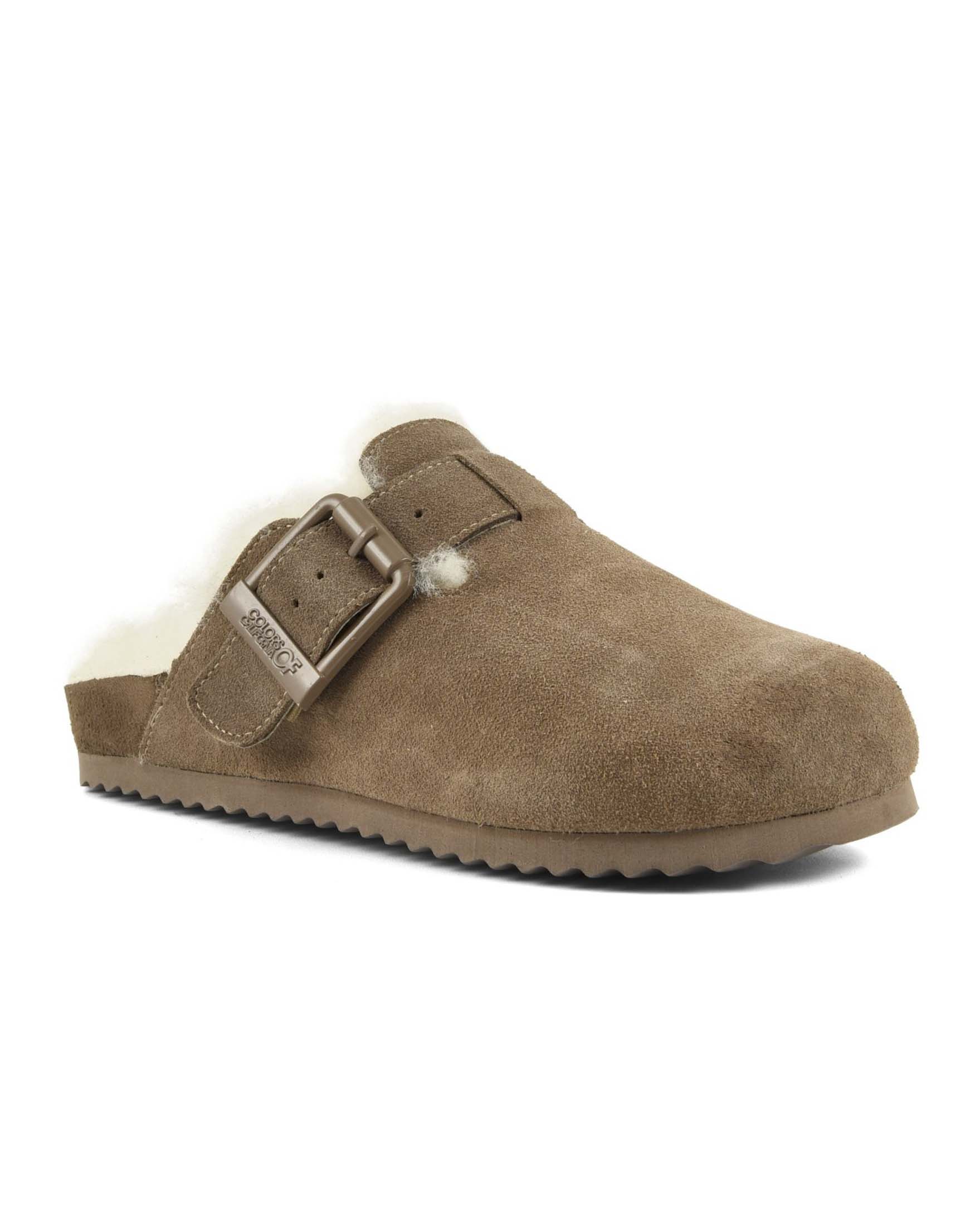 Sabot Colors of California taupe in pelle con fodera interna in montone e fibbia regolabile image