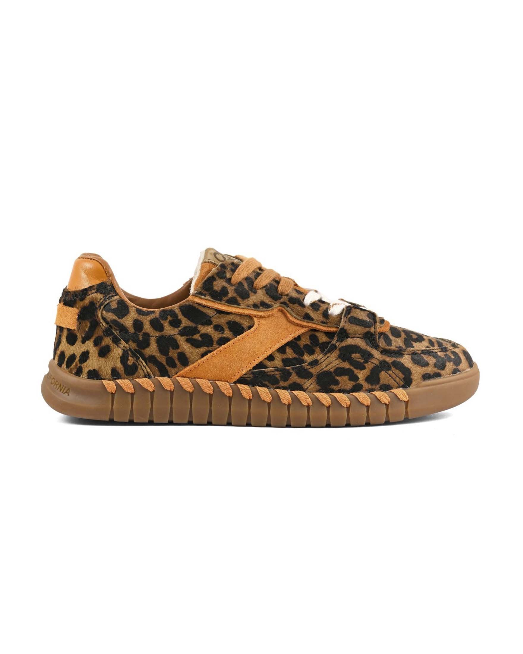 Sneakers Colors of California in cavallino con stampa leopardata e inserti a contrasto