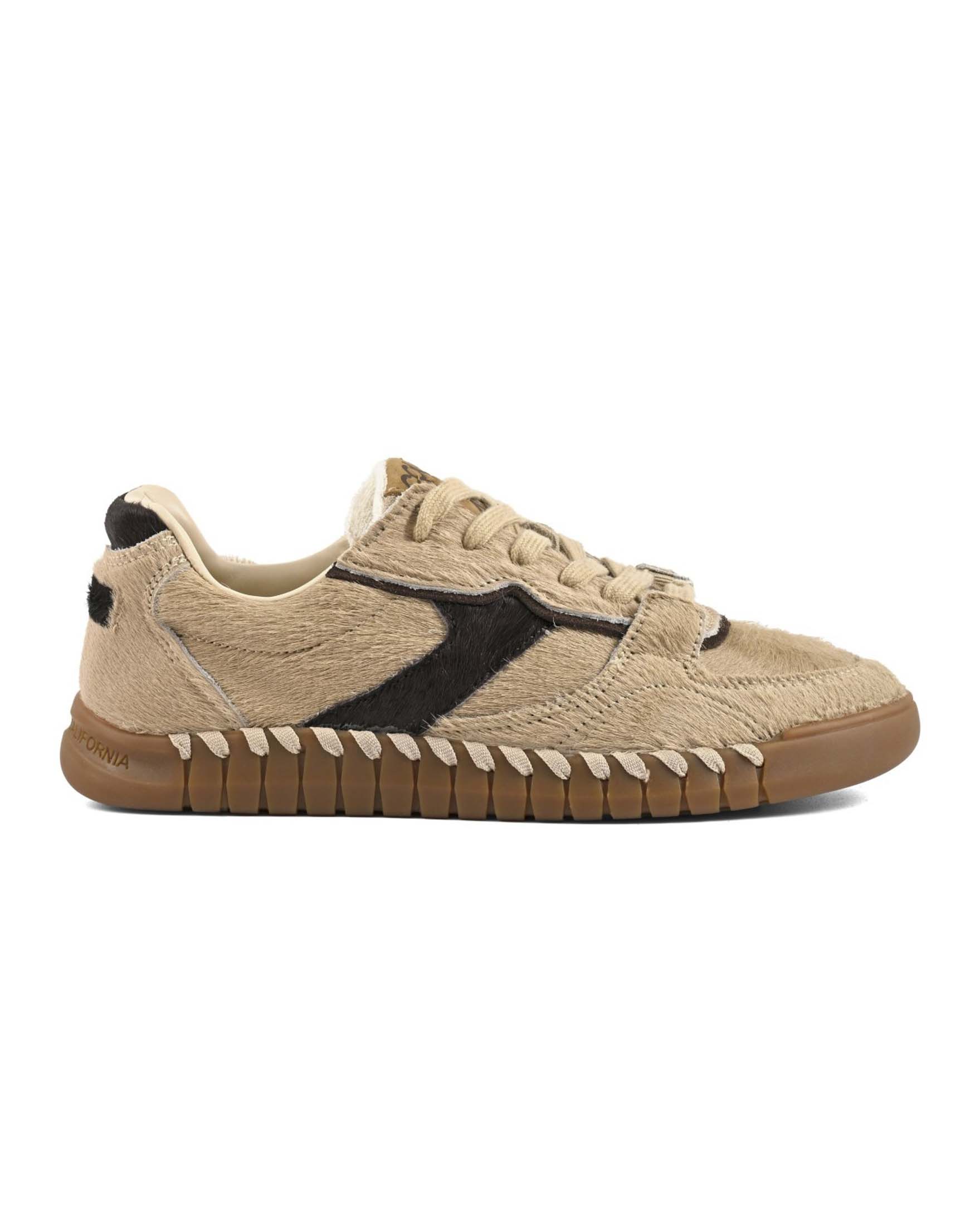 Sneakers Colors of California in cavallino beige e inserti a contrasto di colore