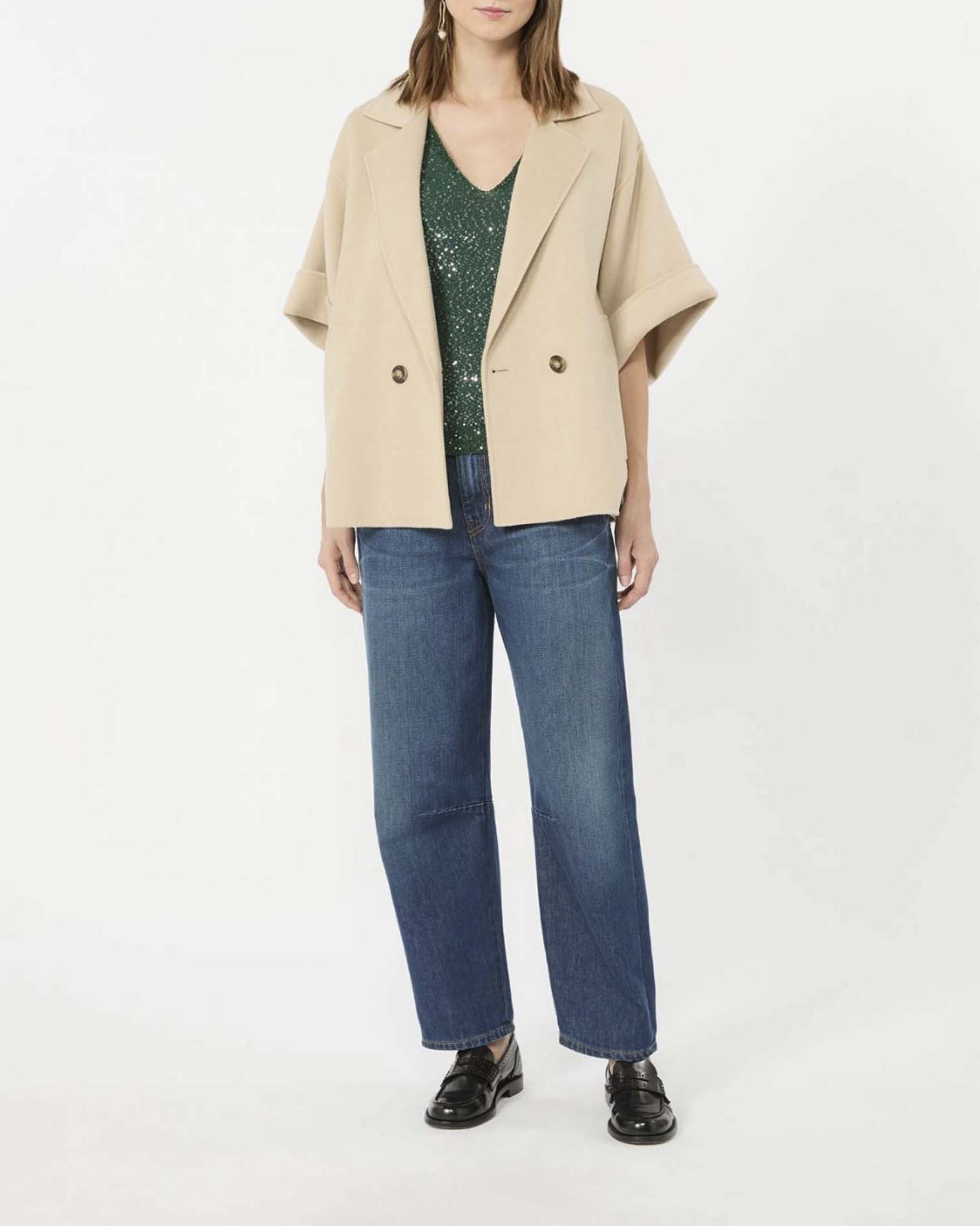 Caban doppiopetto Weekend Max Mara color sabbia in doppio drap di pura lana image
