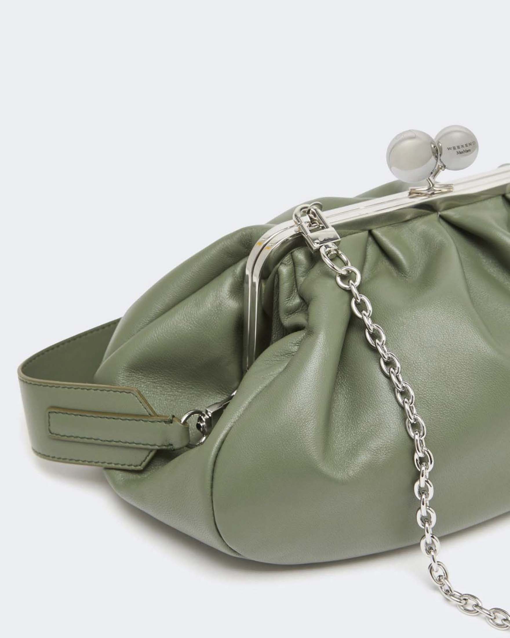 Pasticcino Bag Medium Weekend Max Mara verde militare in montone nappato con tracolla removibile image
