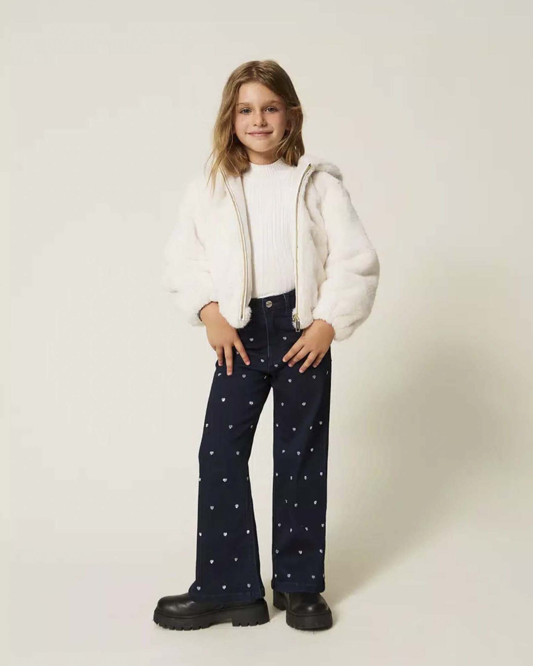 Ecopelliccia Twinset bianca con cappuccio e zip image