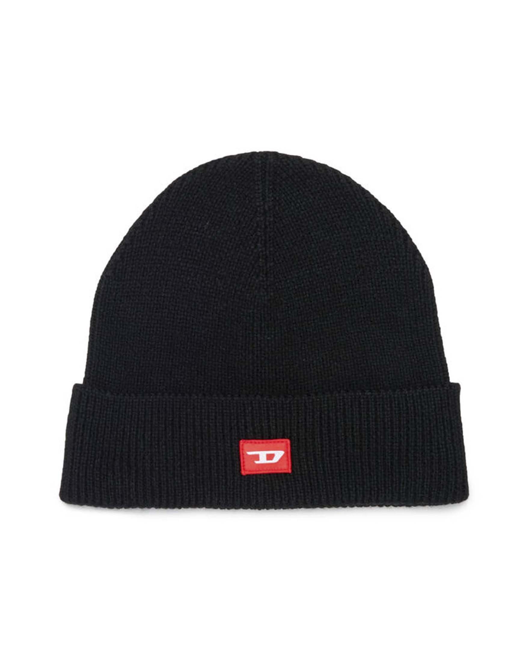 Berretto nero Diesel in misto lana con mini logo