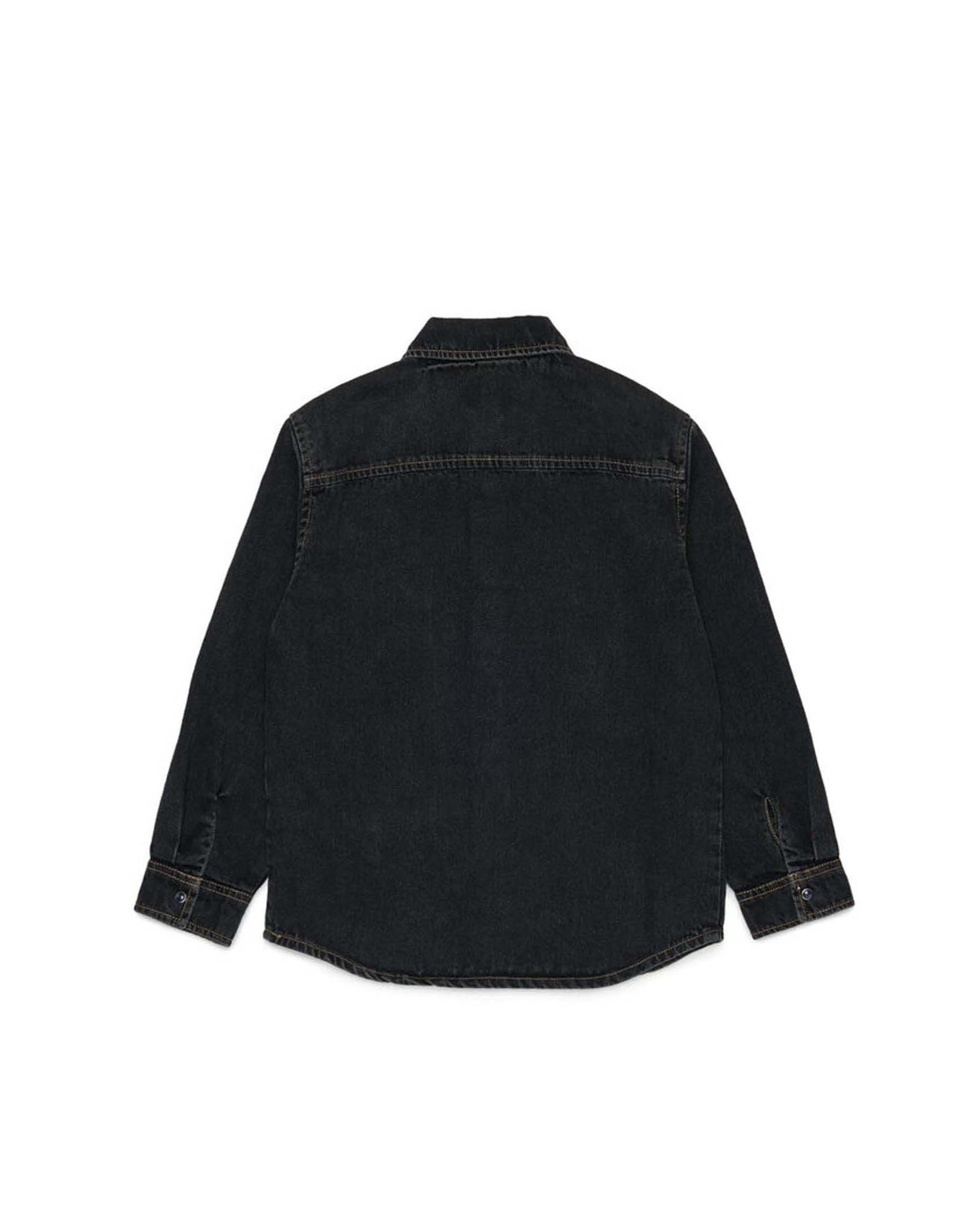 Camicia Diesel nera in denim con logo oval D rosso image