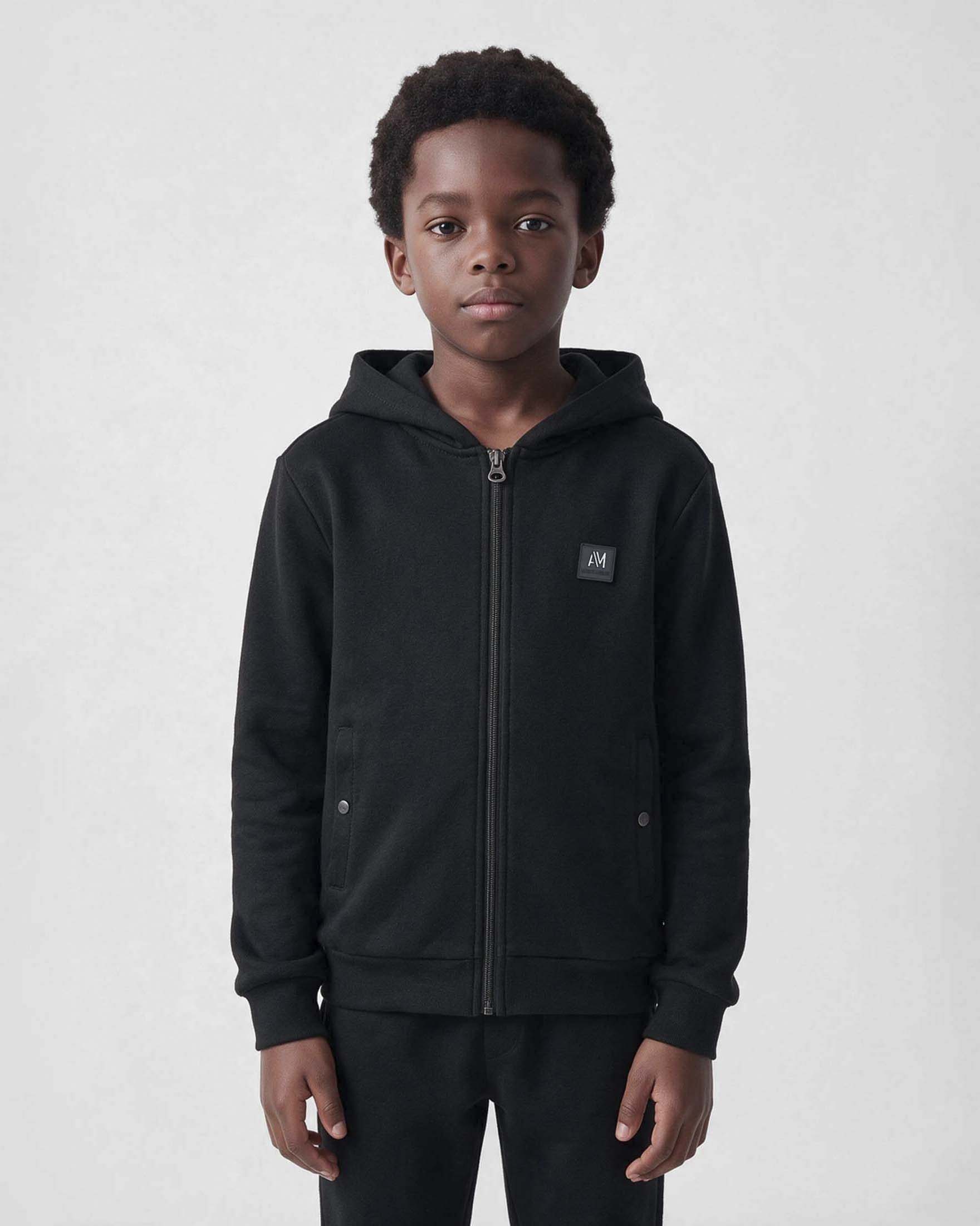 Felpa nera Antony Morato in misto cotone con cappuccio e zip image