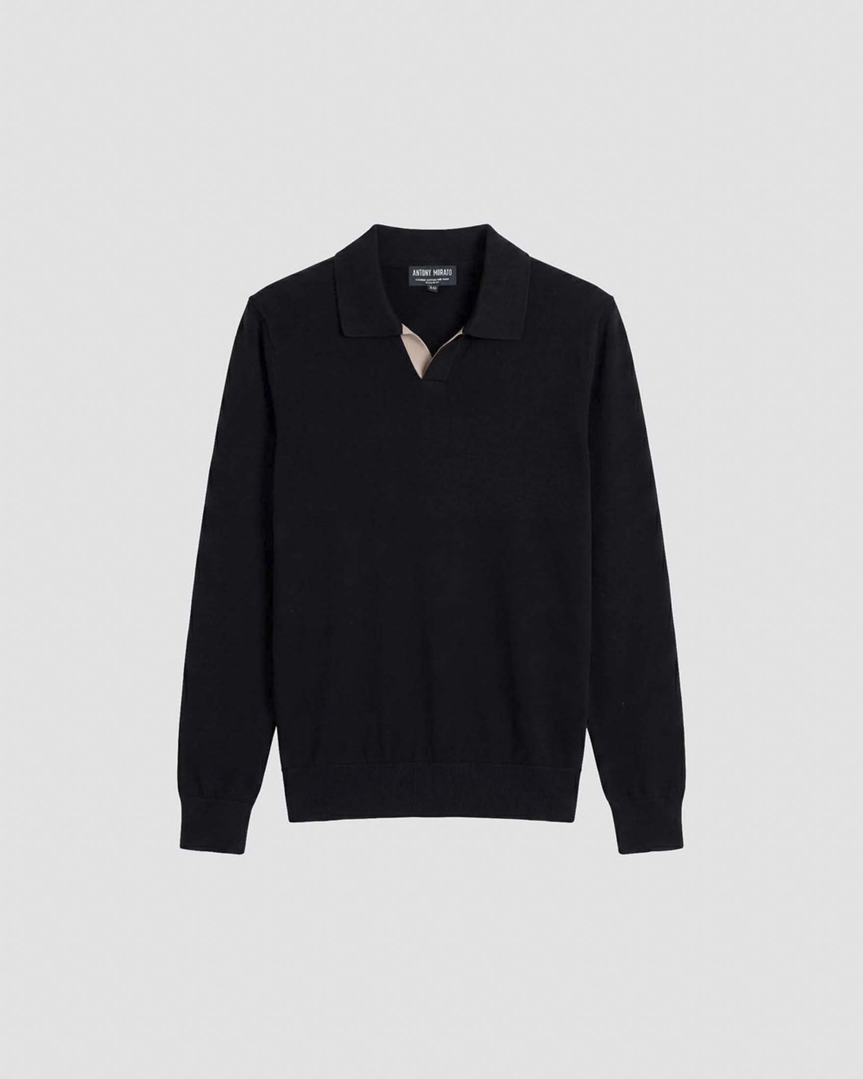 Maglioncino polo Antony Morato nero in puro cotone