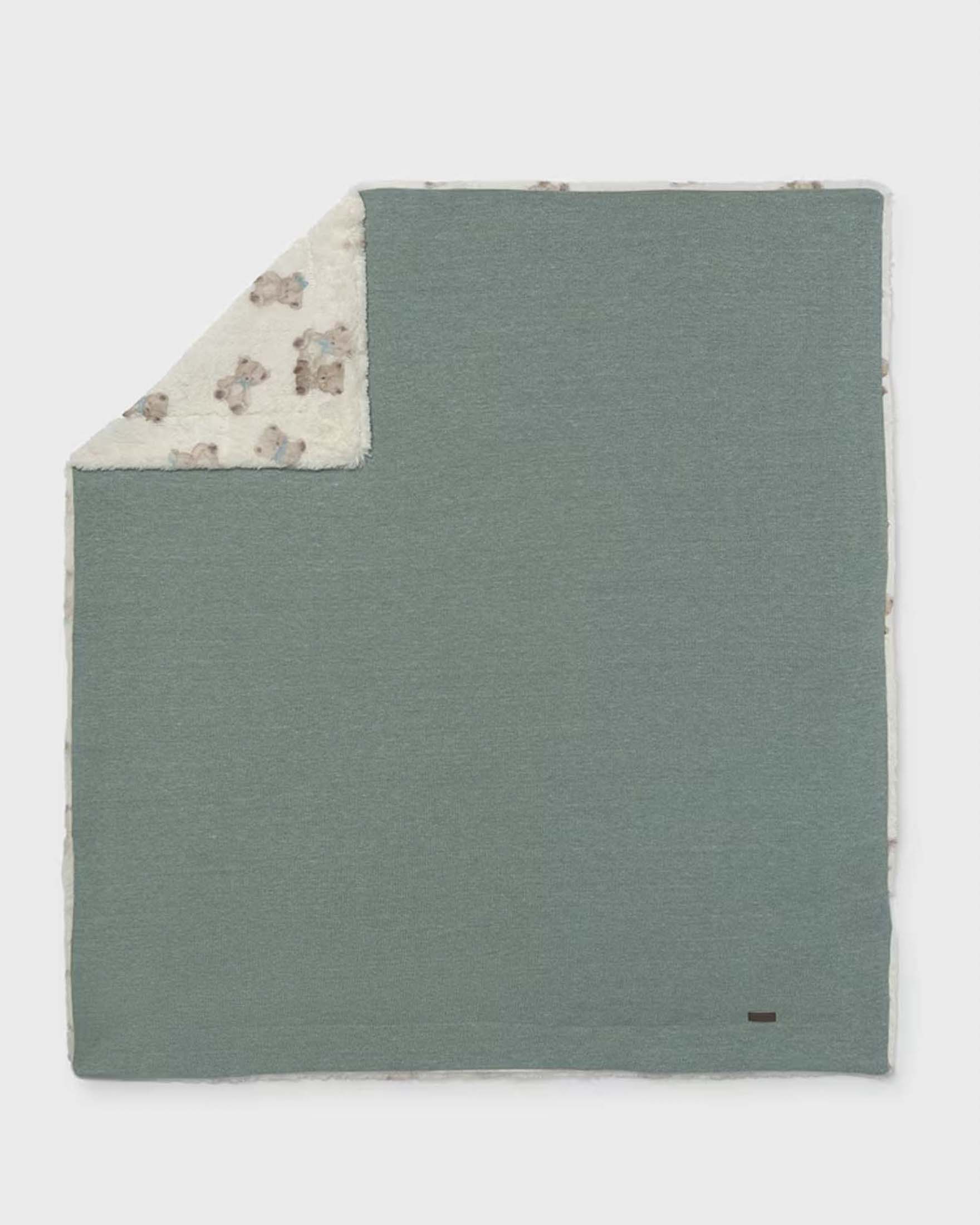 Copertina Mayoral verde acqua reversibile in misto cotone con orsetti