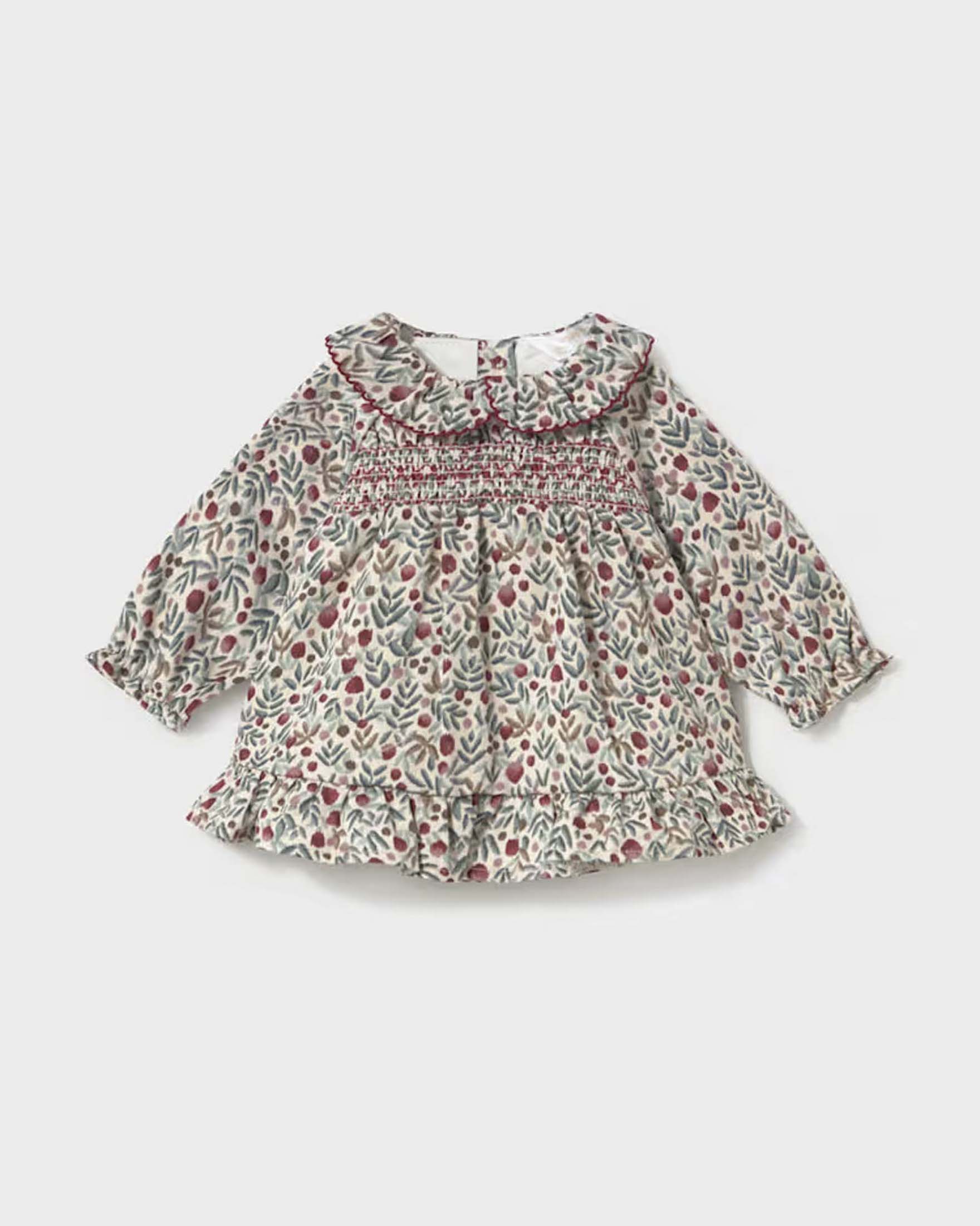 Abito Mayoral salvia in cotone con fantasia floreale liberty