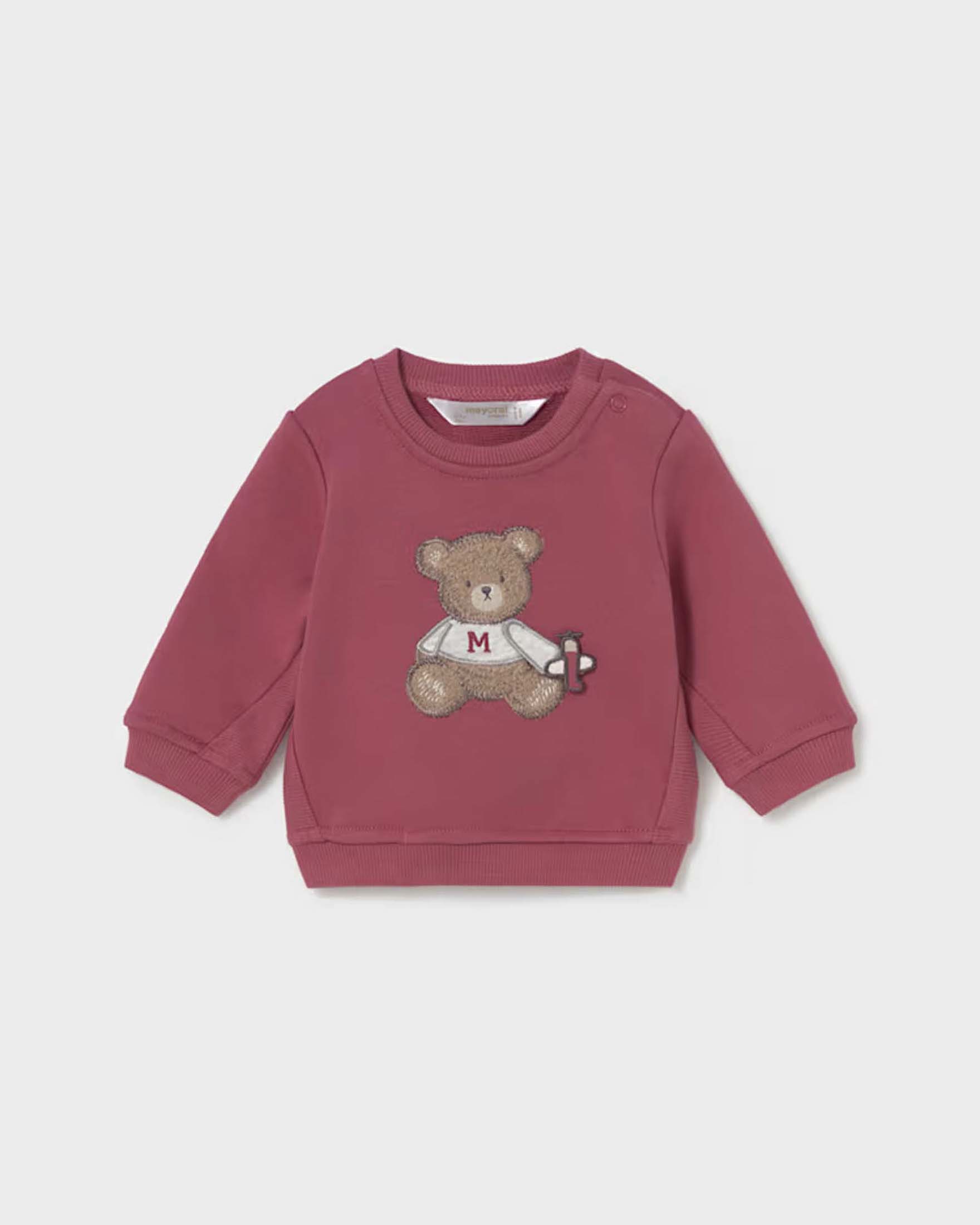 Felpa Mayoral fucsia in misto cotone con orsetto ricamato