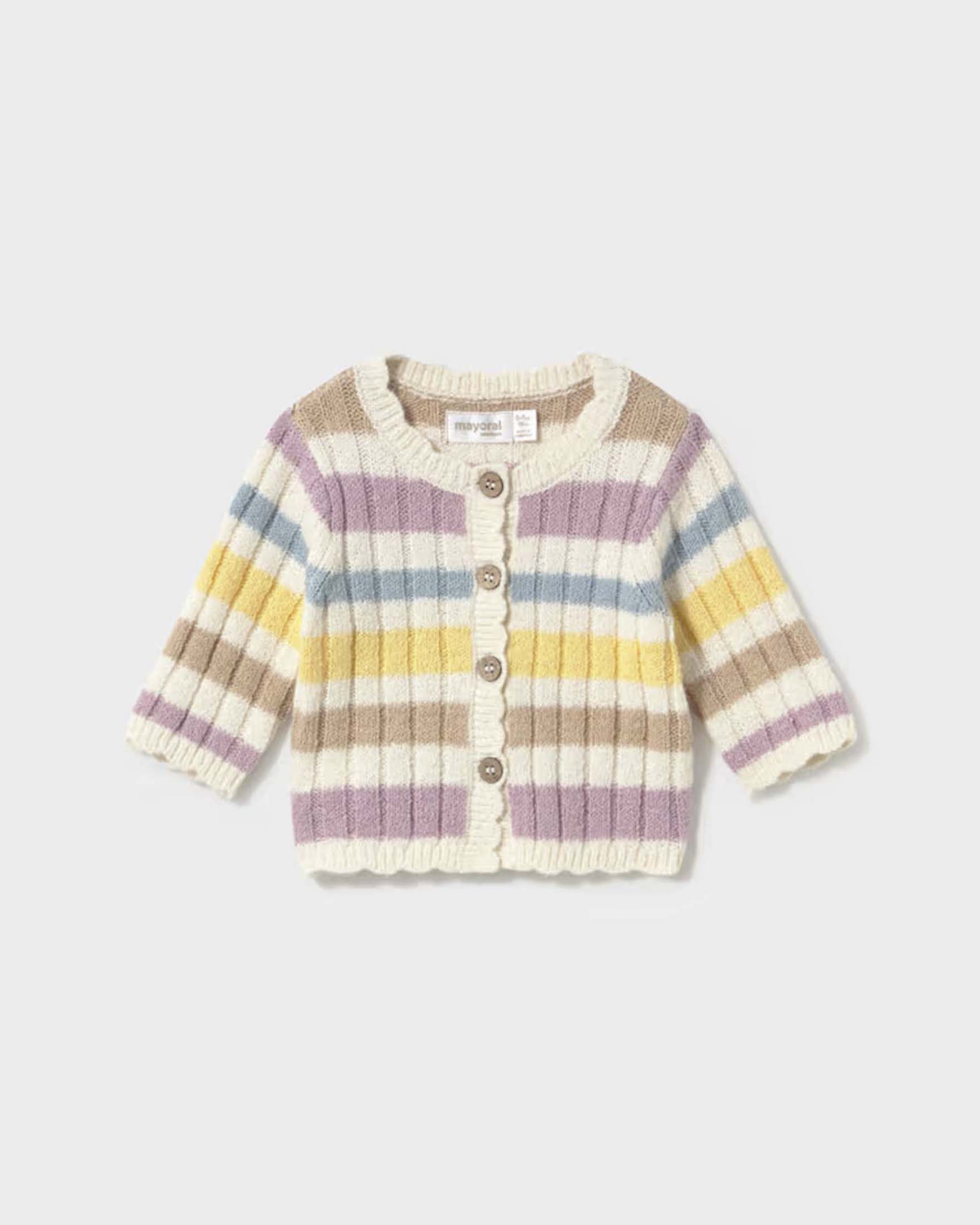 Cardigan Mayoral panna a righe in misto cotone