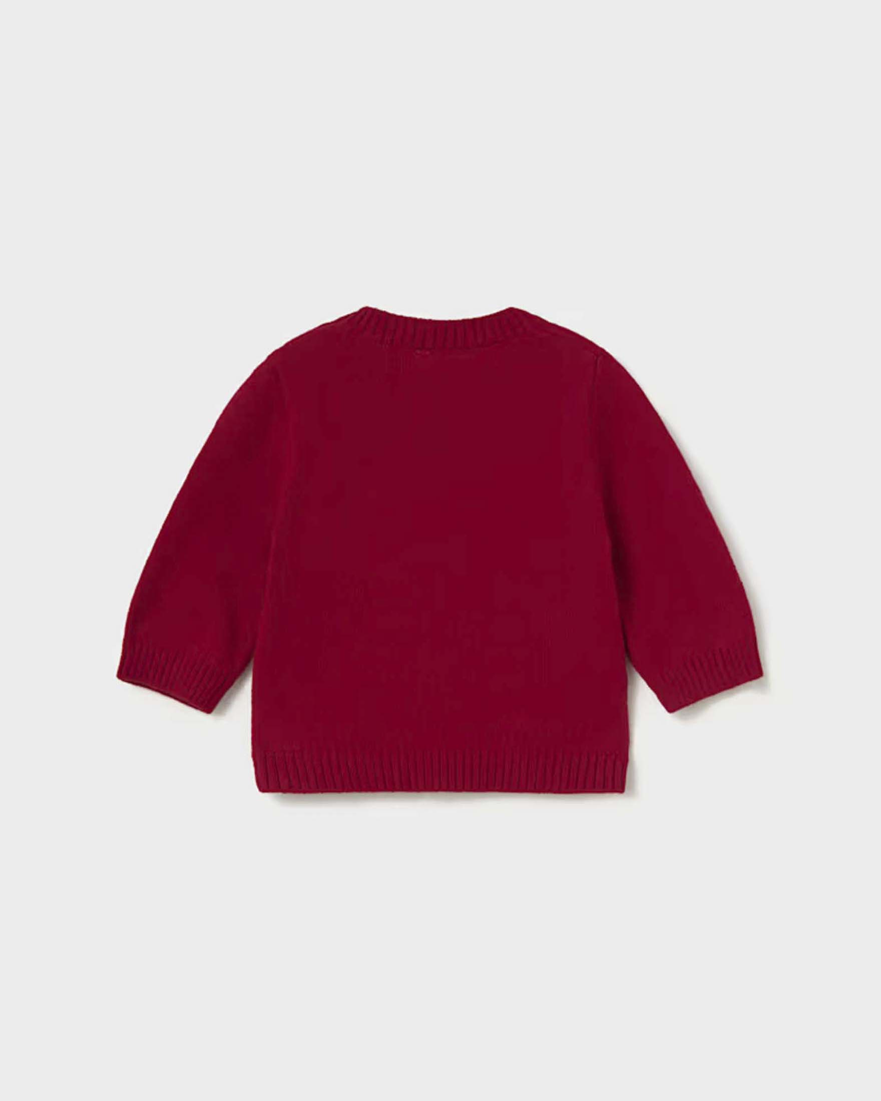 Maglione Mayoral rosso in misto cotone con orsetto e bottoni sulla spalla image