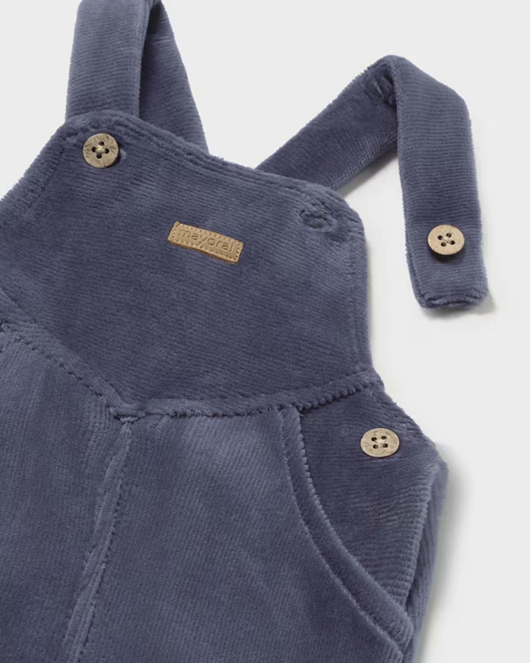 Salopette Mayoral blu in velluto a coste di misto cotone con patch logo image
