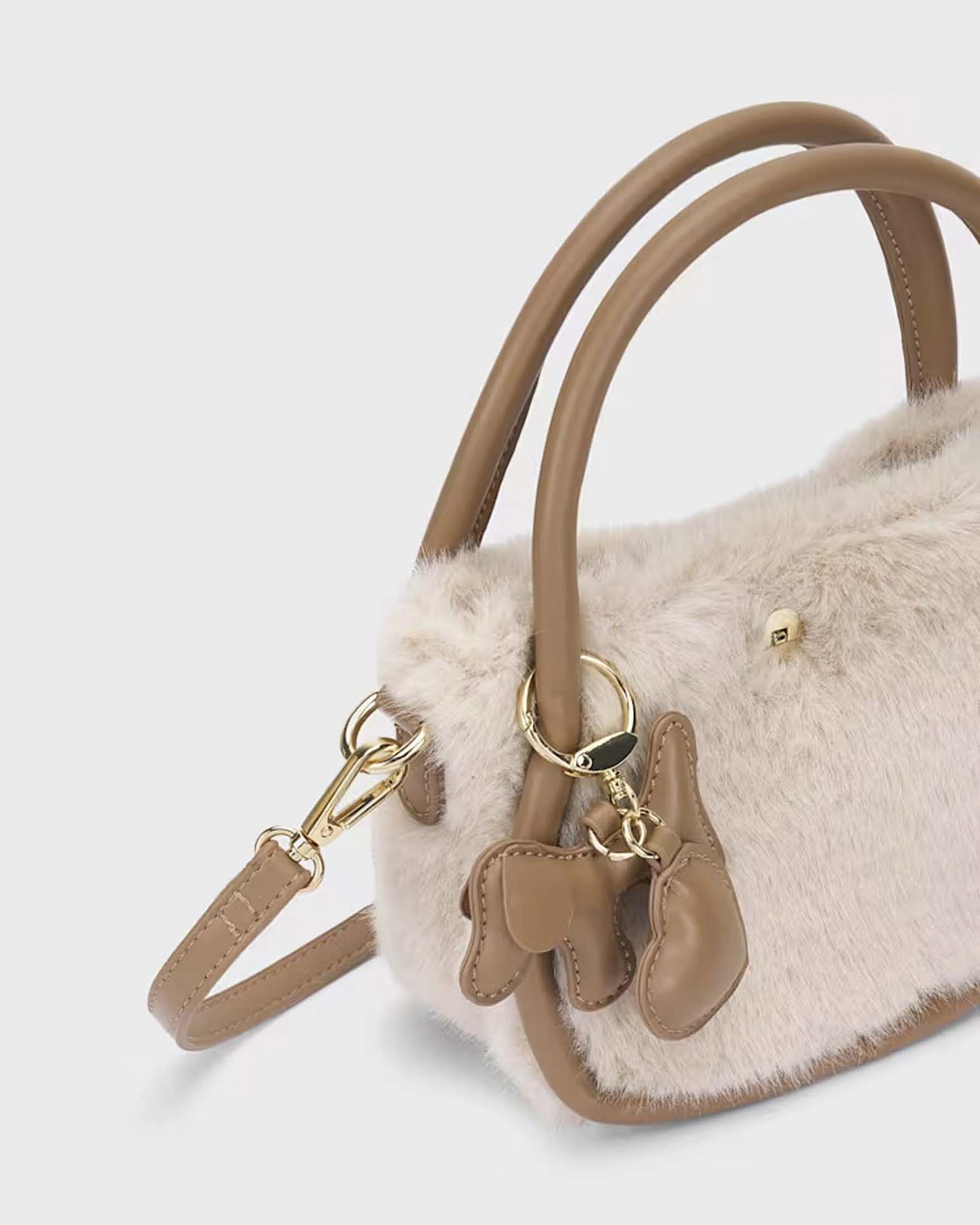 Borsa a mano Mayoral beige in ecopelliccia con dettagli in similpelle image