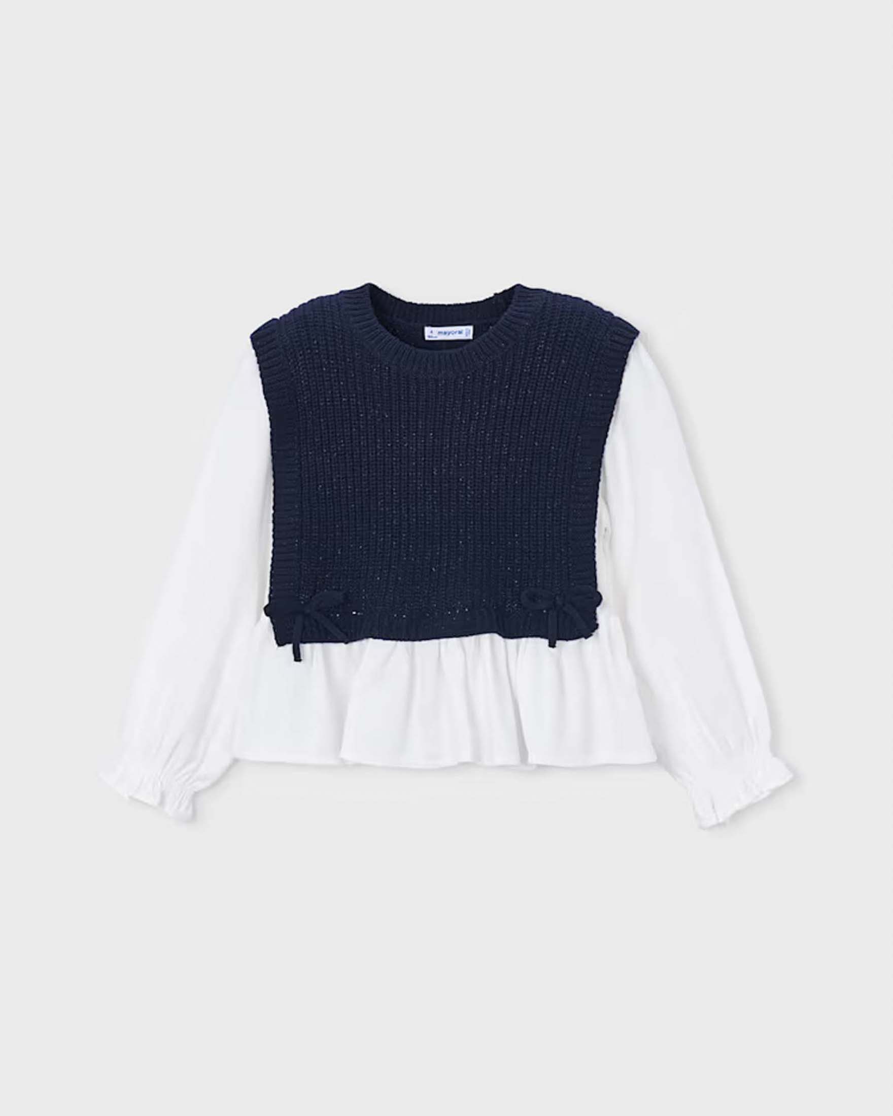 Camicia Mayoral avorio in misto viscosa con gilet in maglia image