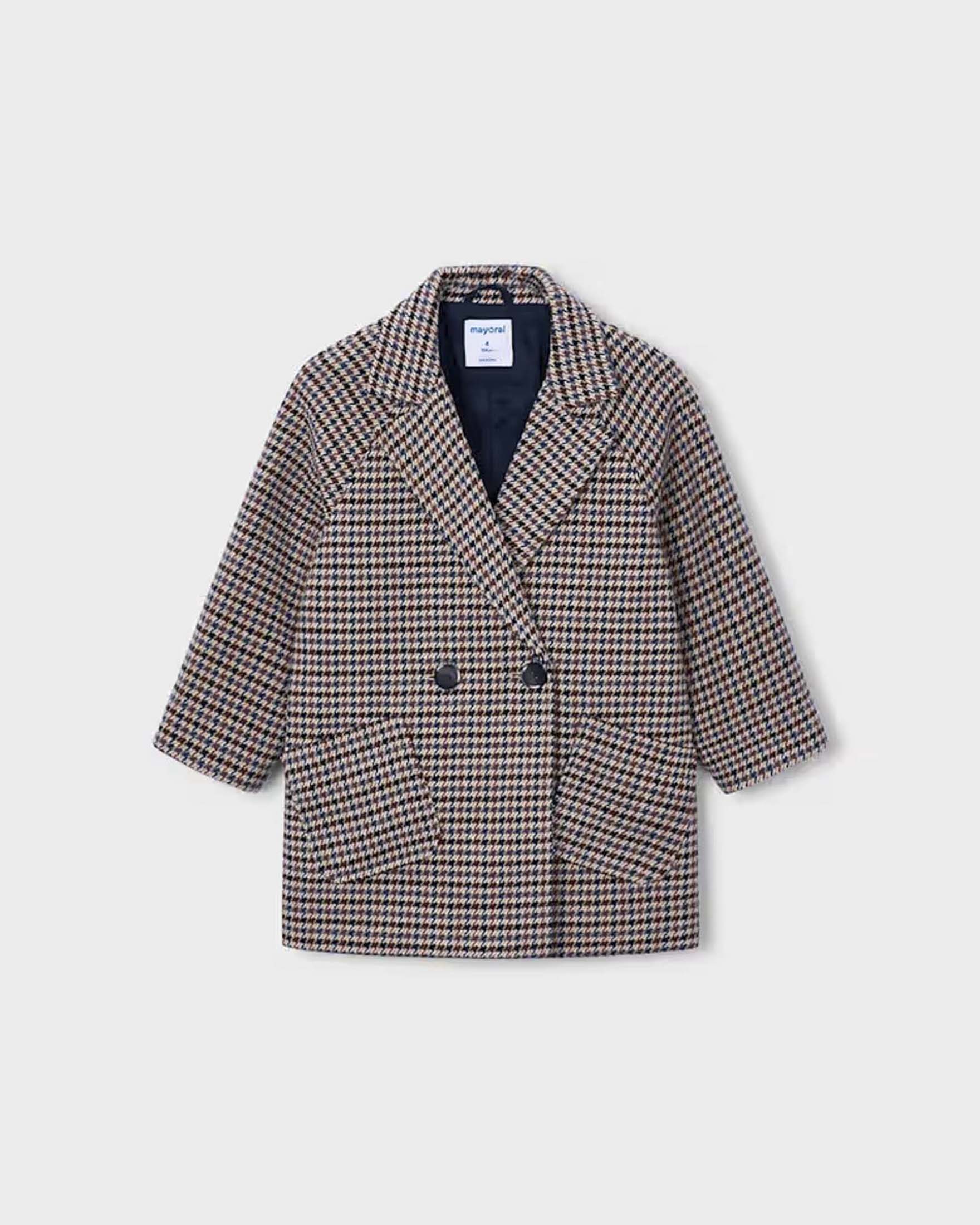 Cappotto Mayoral beige in misto viscosa con motivo pied de poule