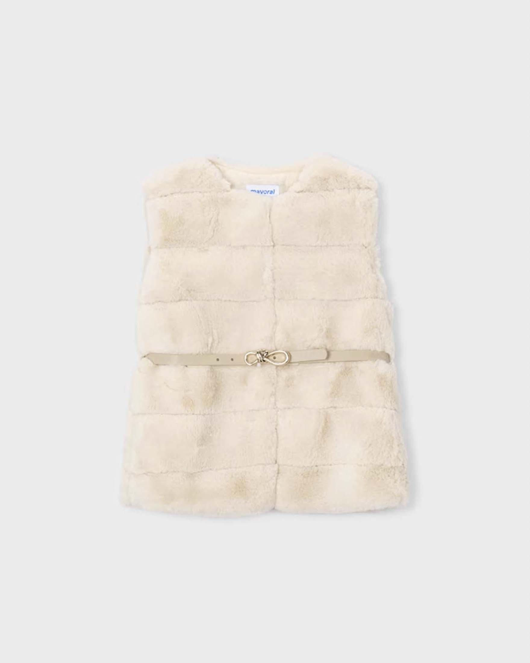 Gilet Mayoral beige in ecopelliccia con cintura