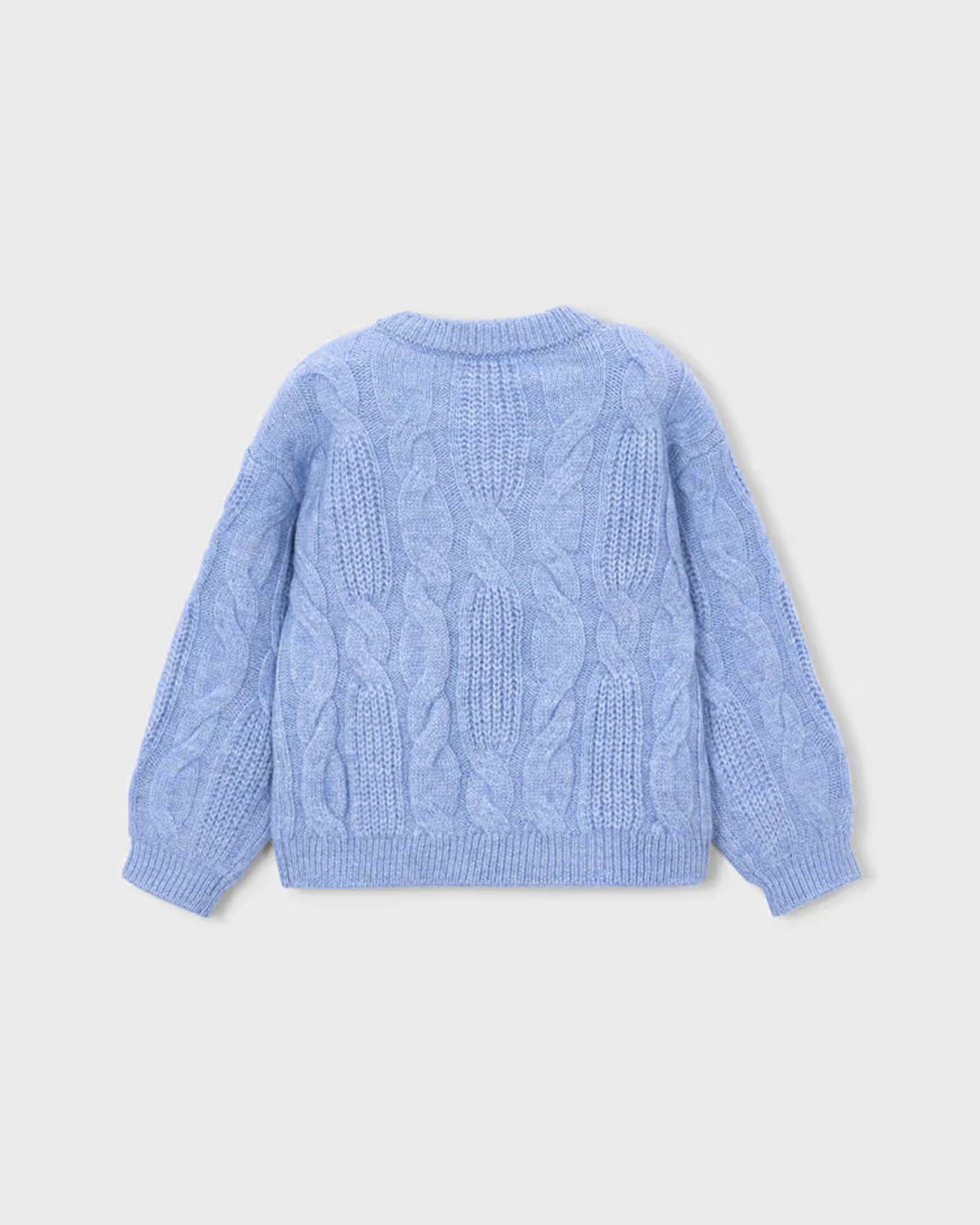 Maglione Mayoral azzurro in misto acrilico con applicazioni a fiore image