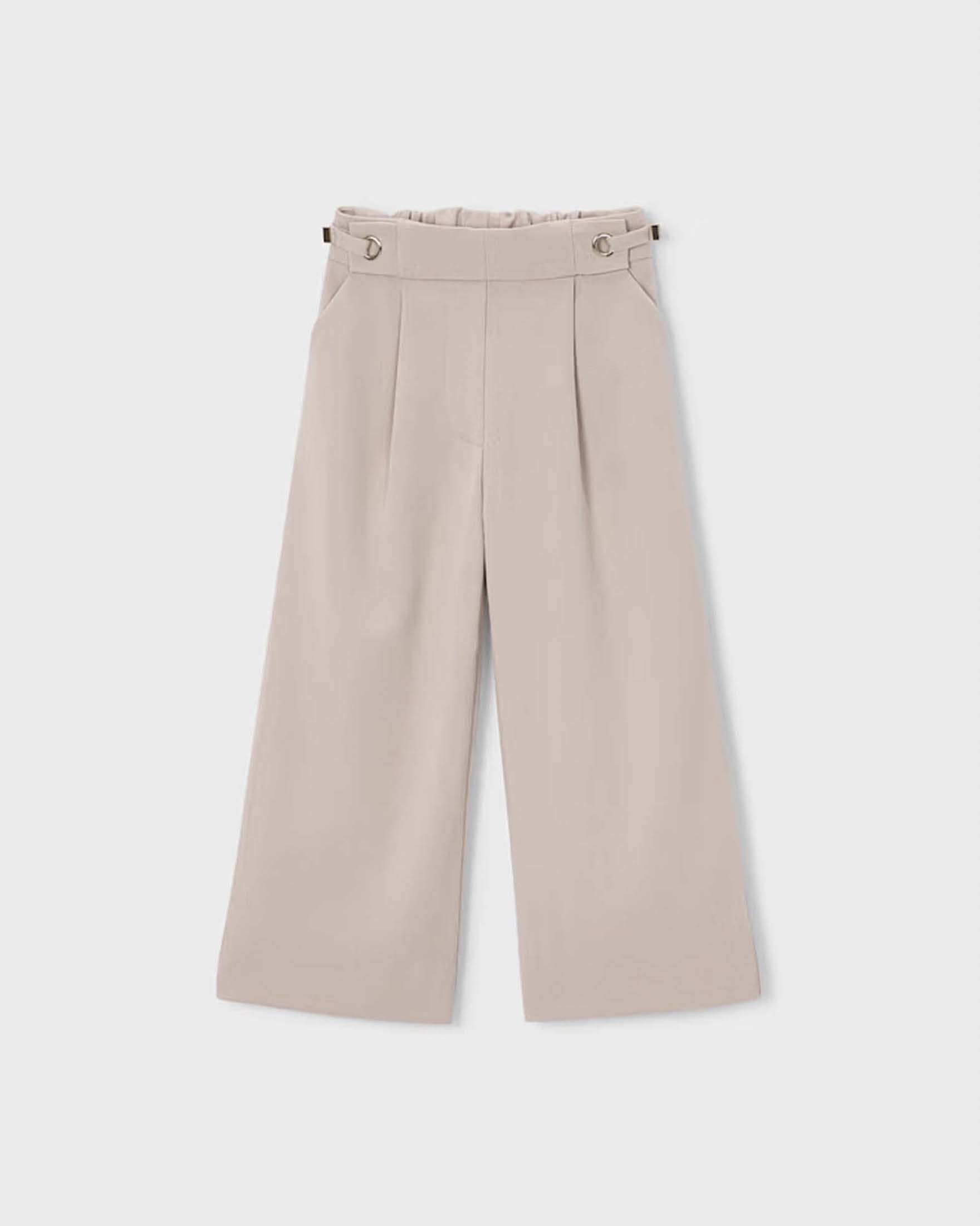 Pantaloni ampi Mayoral beige in misto viscosa con pinces image