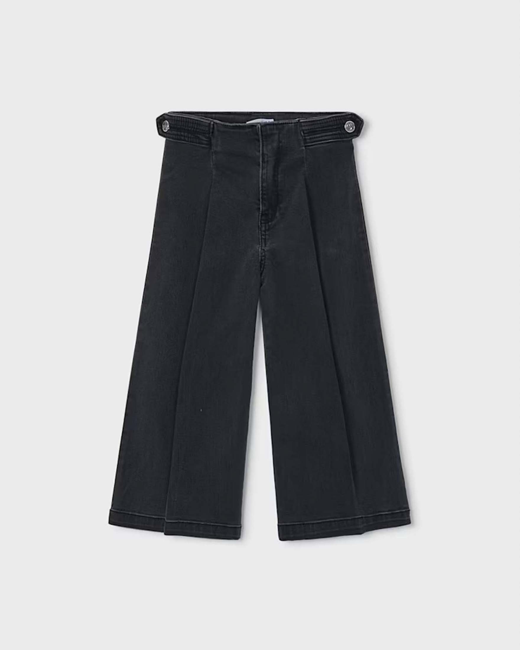 Jeans Mayoral neri a lavaggio scuro in misto cotone a gamba larga e pinces image