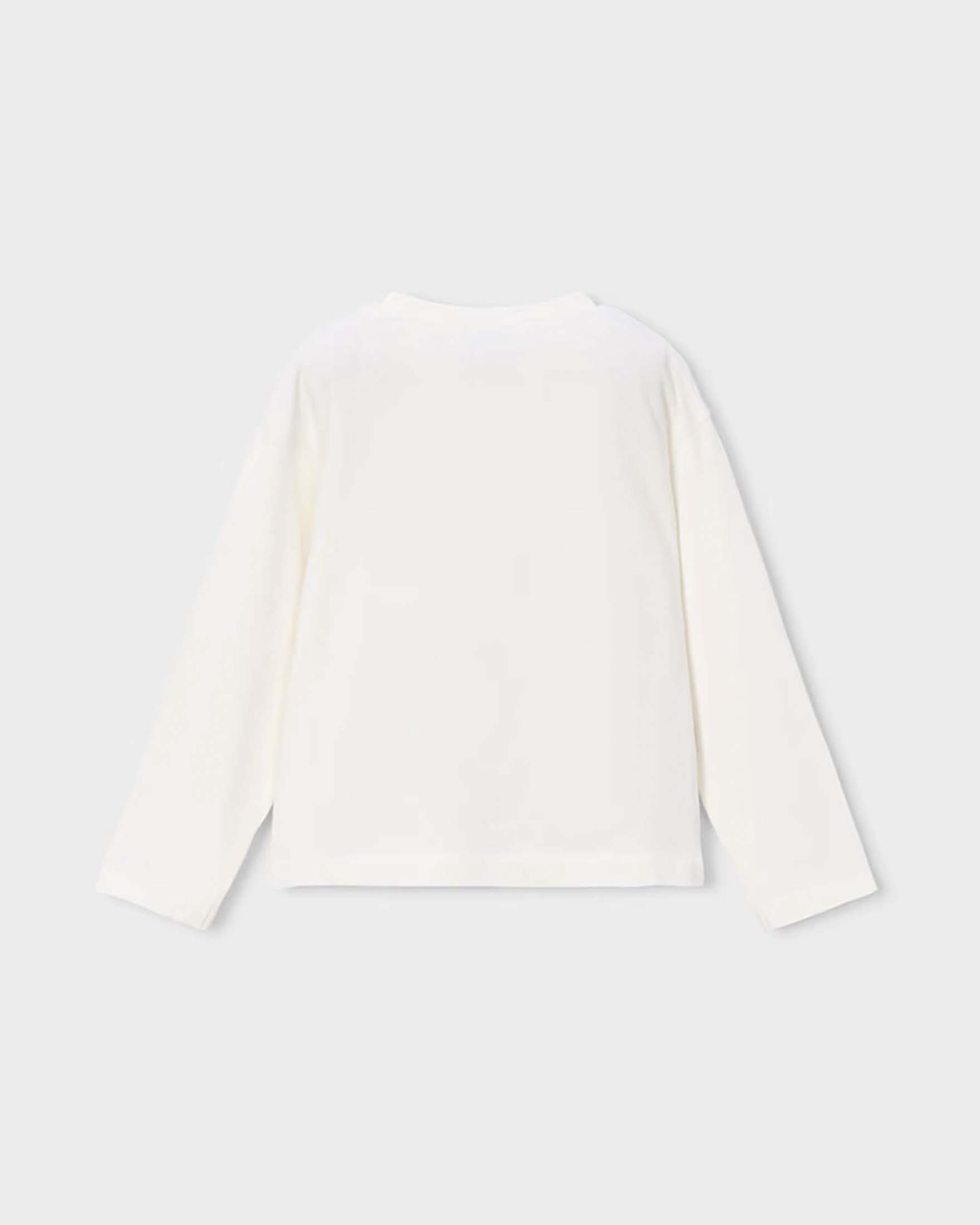 T-shirt manica lunga Mayoral bianca in misto cotone con stampa orsetto image