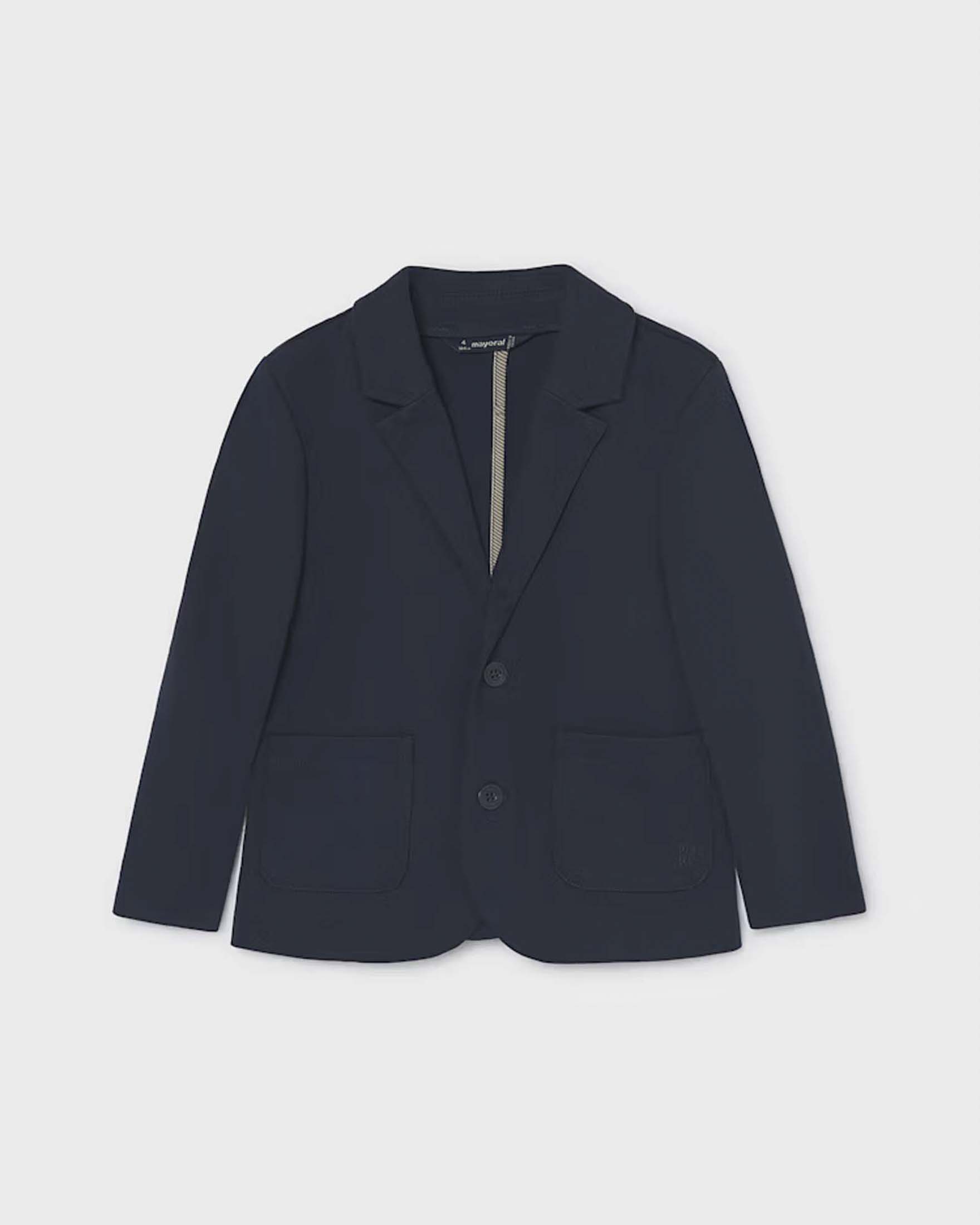 Blazer monopetto Mayoral blu navy in misto viscosa con logo ricamato