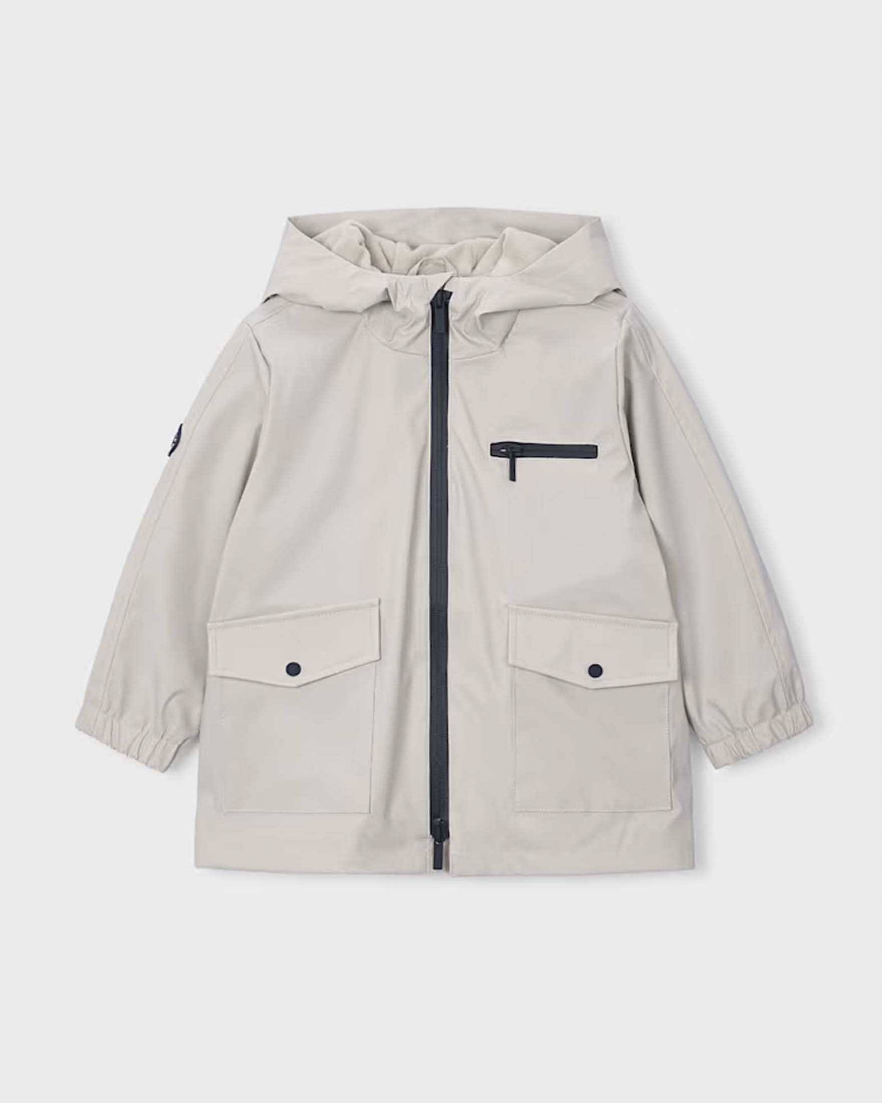Giacca impermeabile Mayoral beige chiaro con cappuccio
