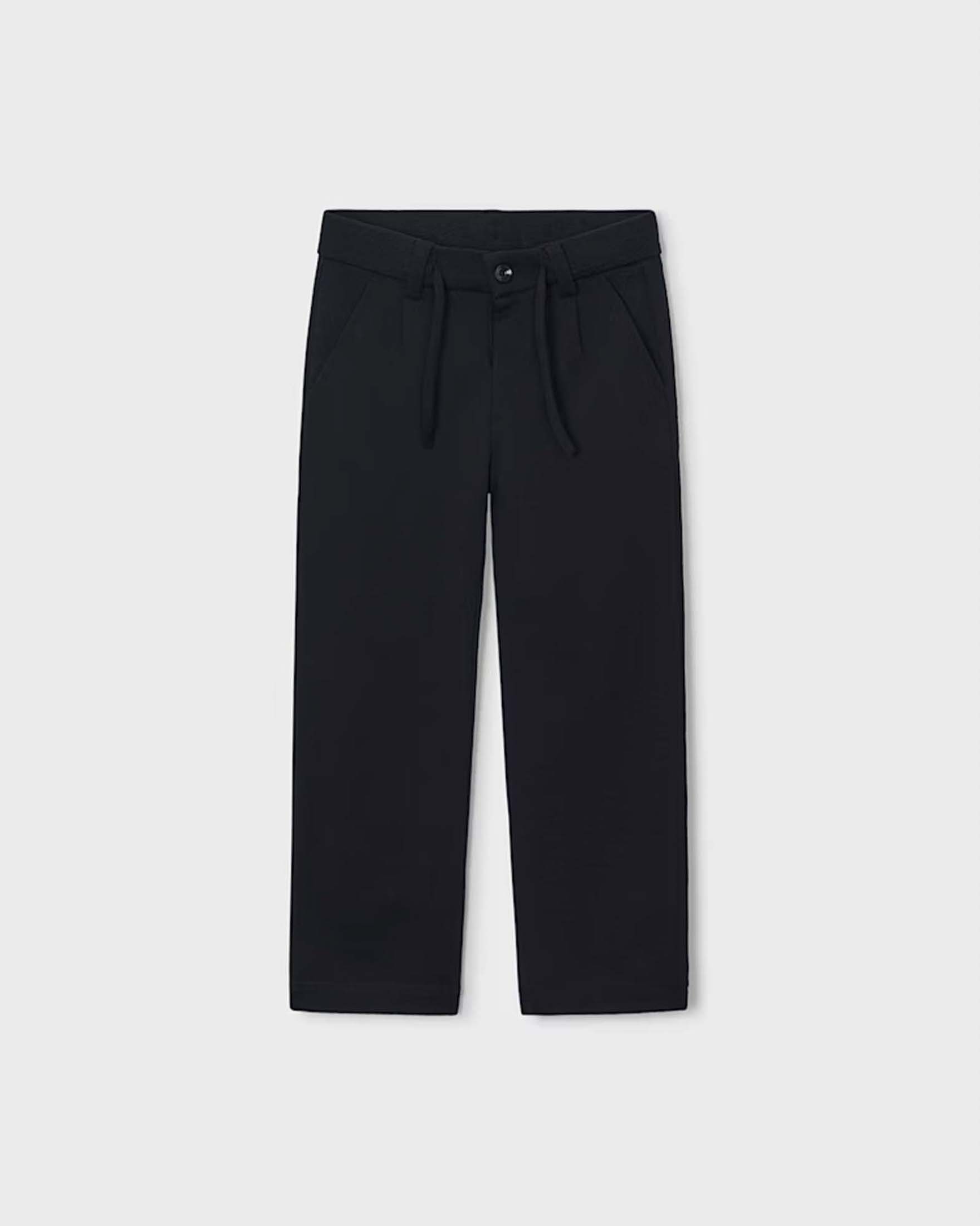Pantaloni Mayoral neri in misto viscosa con laccio in vita image