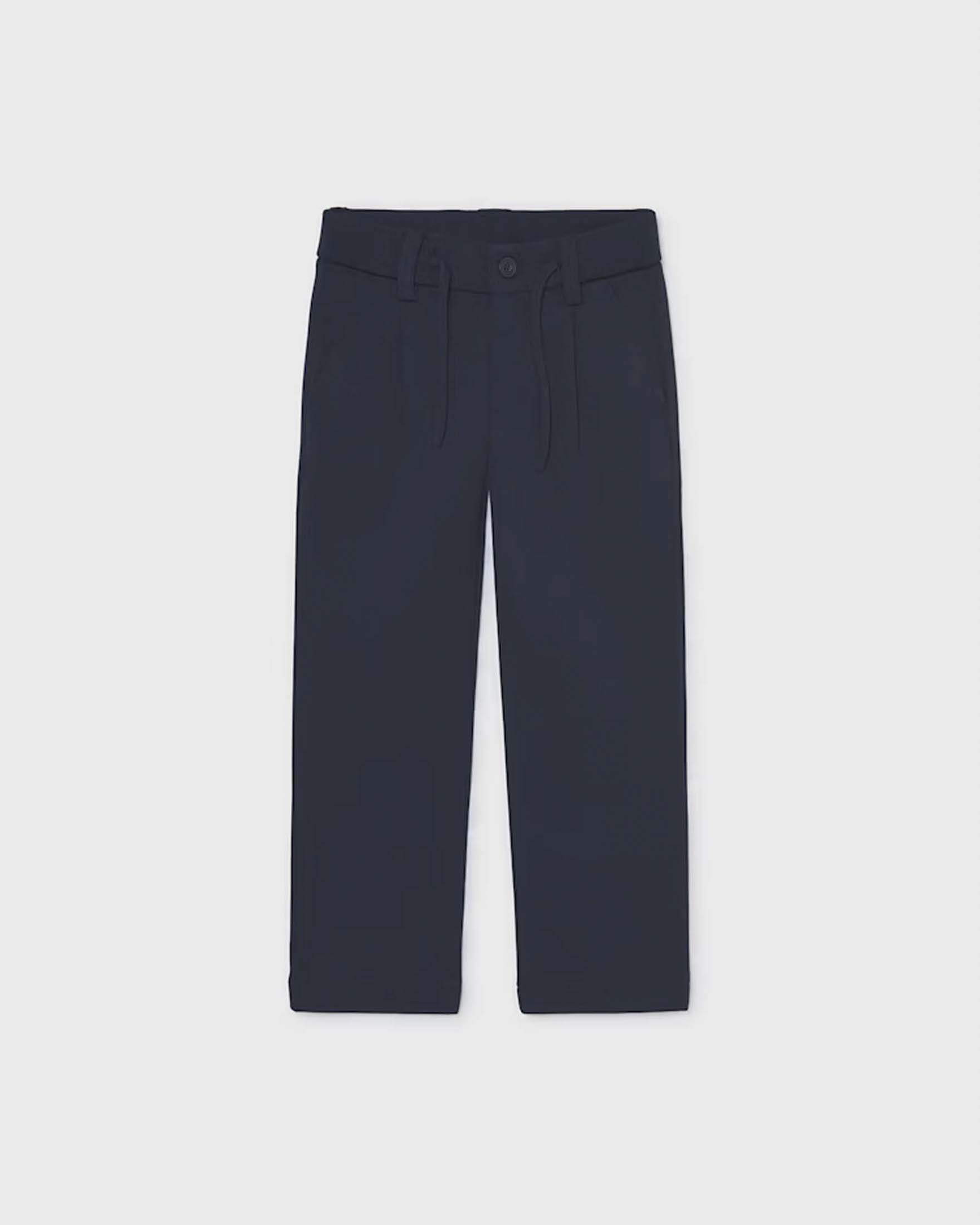 Pantaloni Mayoral blu navy in misto viscosa con laccio in vita