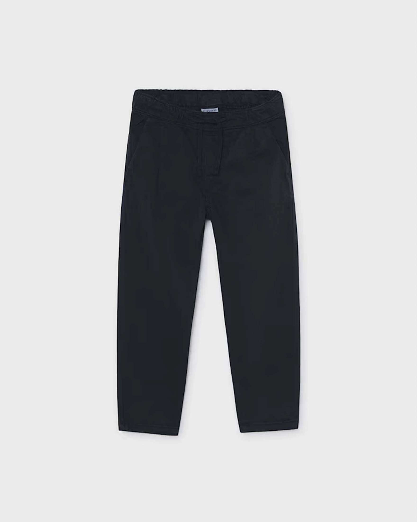 Pantaloni Mayoral blu scuro in misto cotone elasticizzato con laccio