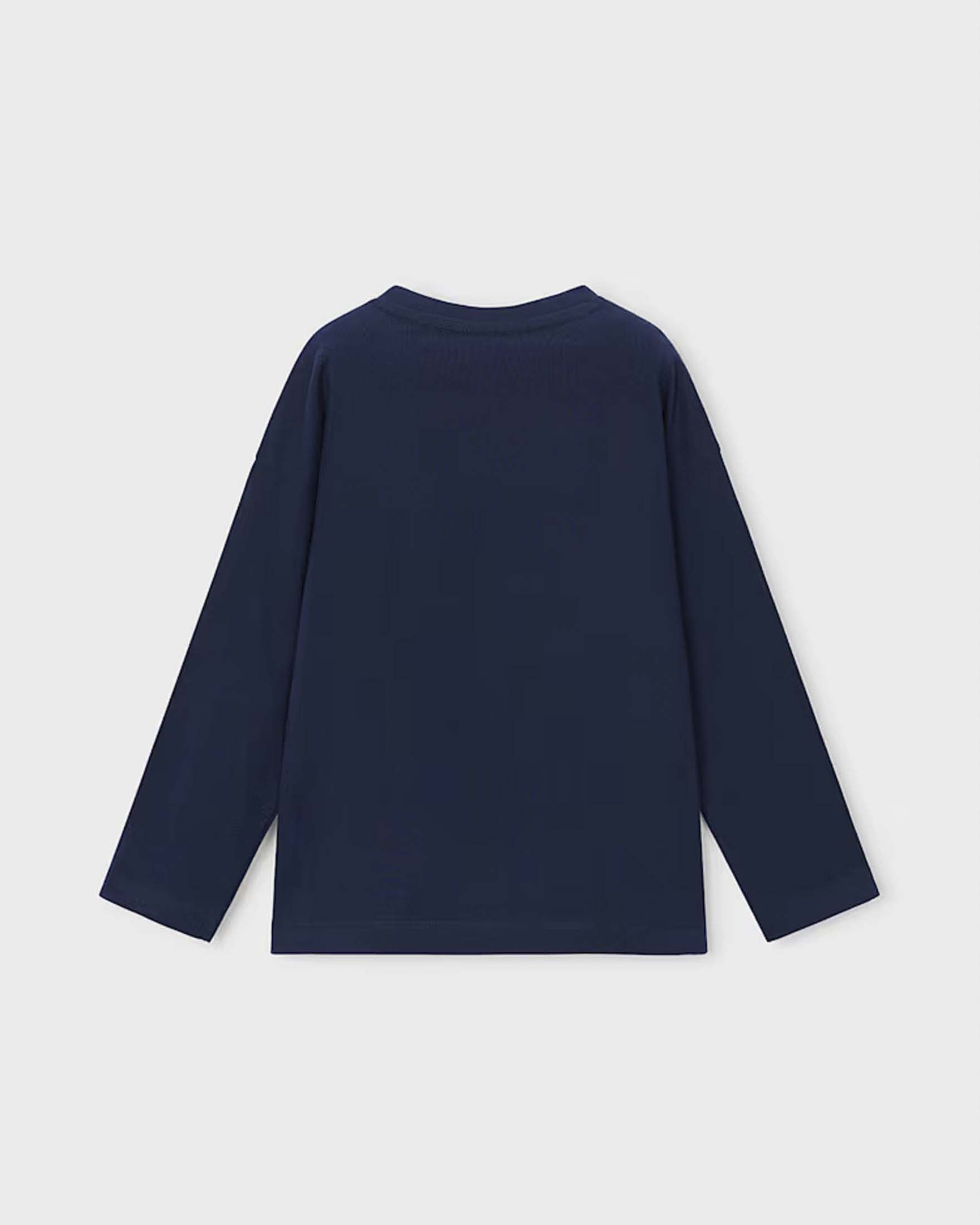 T-shirt manica lunga Mayoral blu scuro in cotone con stampa Enjoy image