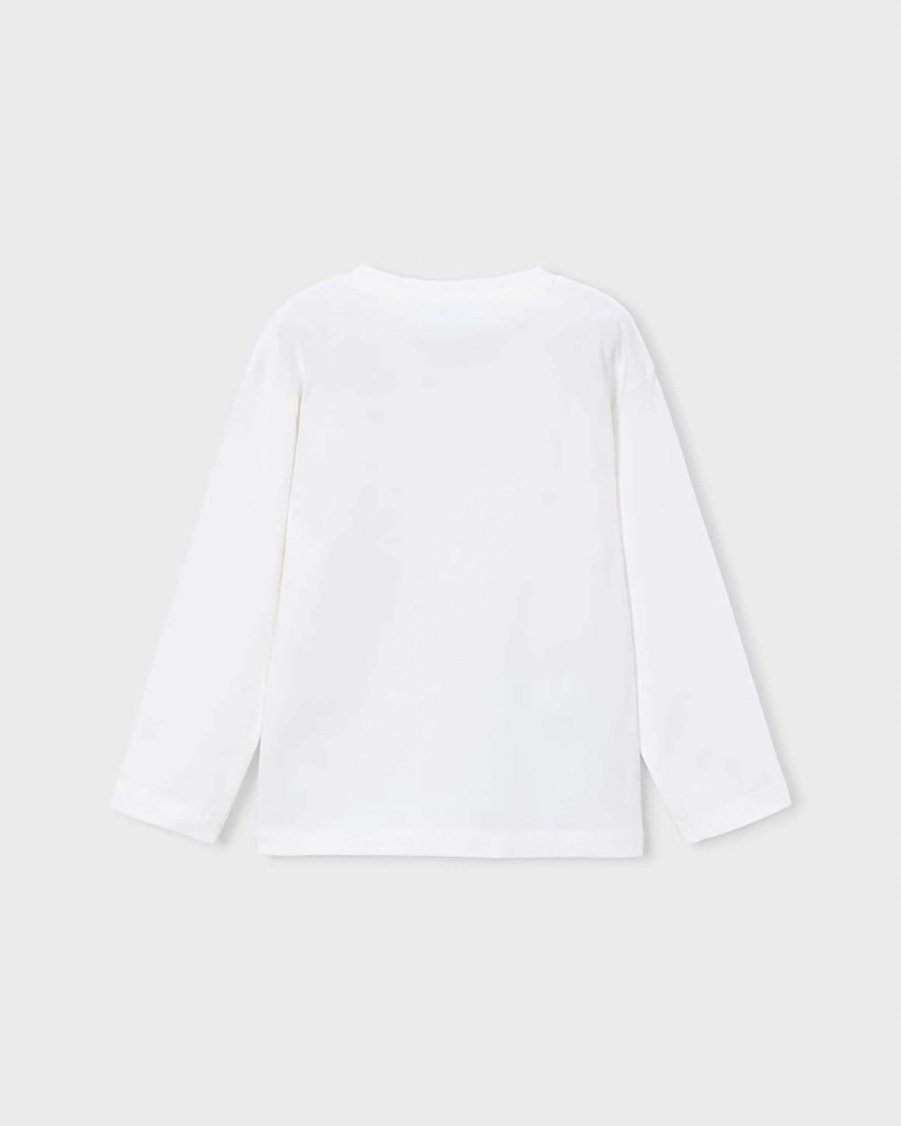 T-shirt manica lunga Mayoral bianca in cotone con stampa volpe robot image