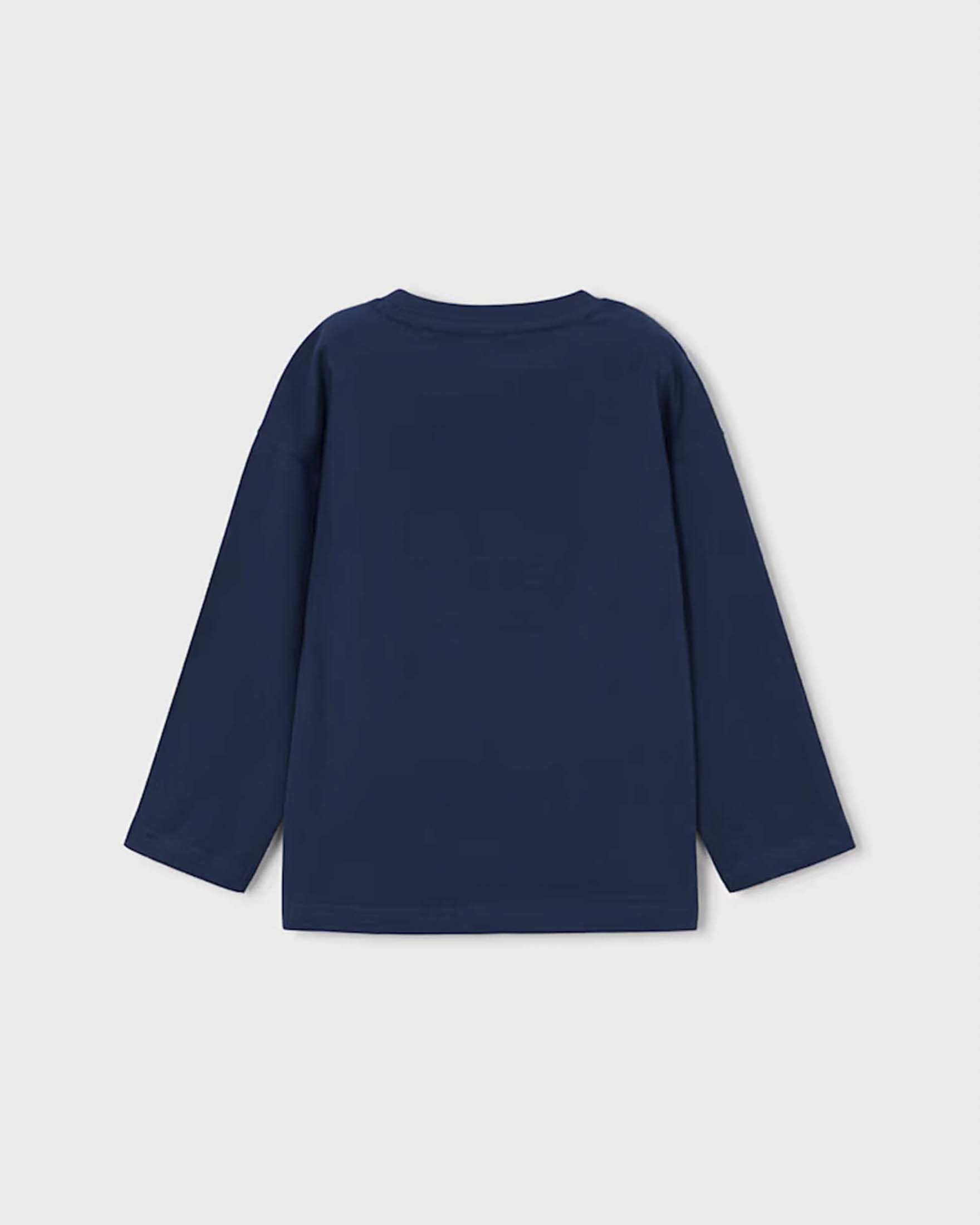 T-shirt a maniche lunghe Mayoral blu in cotone con stampa robot image