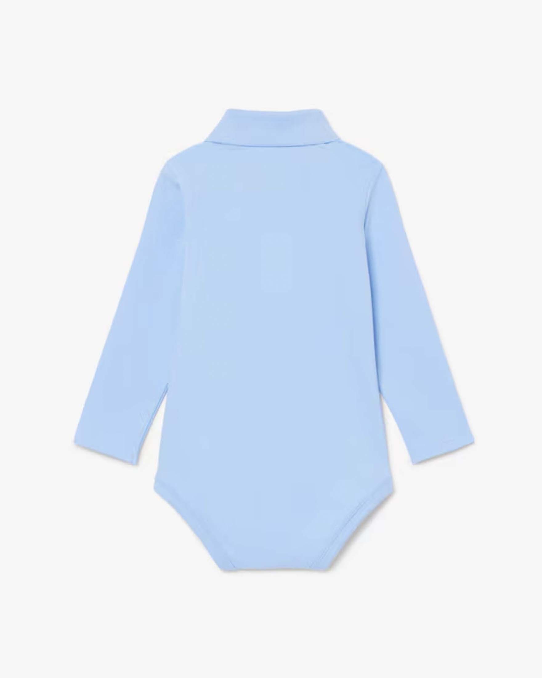 Body Lacoste azzurro modello polo a maniche lunghe in cotone stretch image