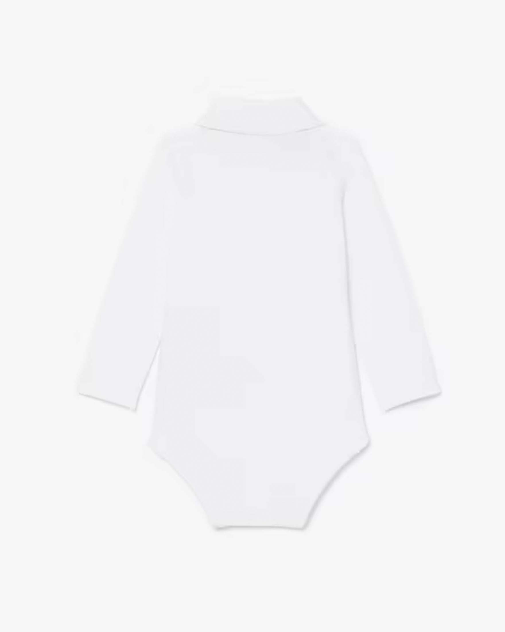 Body Lacoste bianco modello polo a maniche lunghe in cotone stretch image