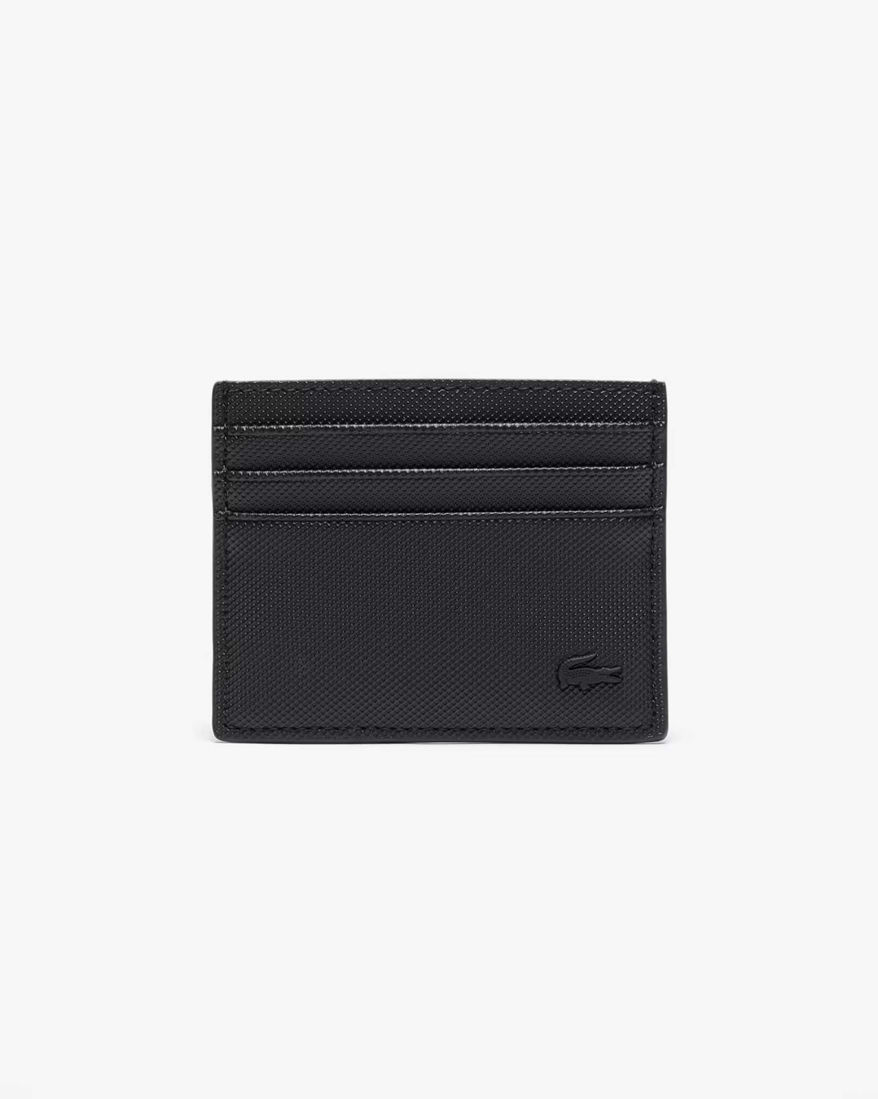 Portacarte Lacoste nero in similpelle effetto piqué