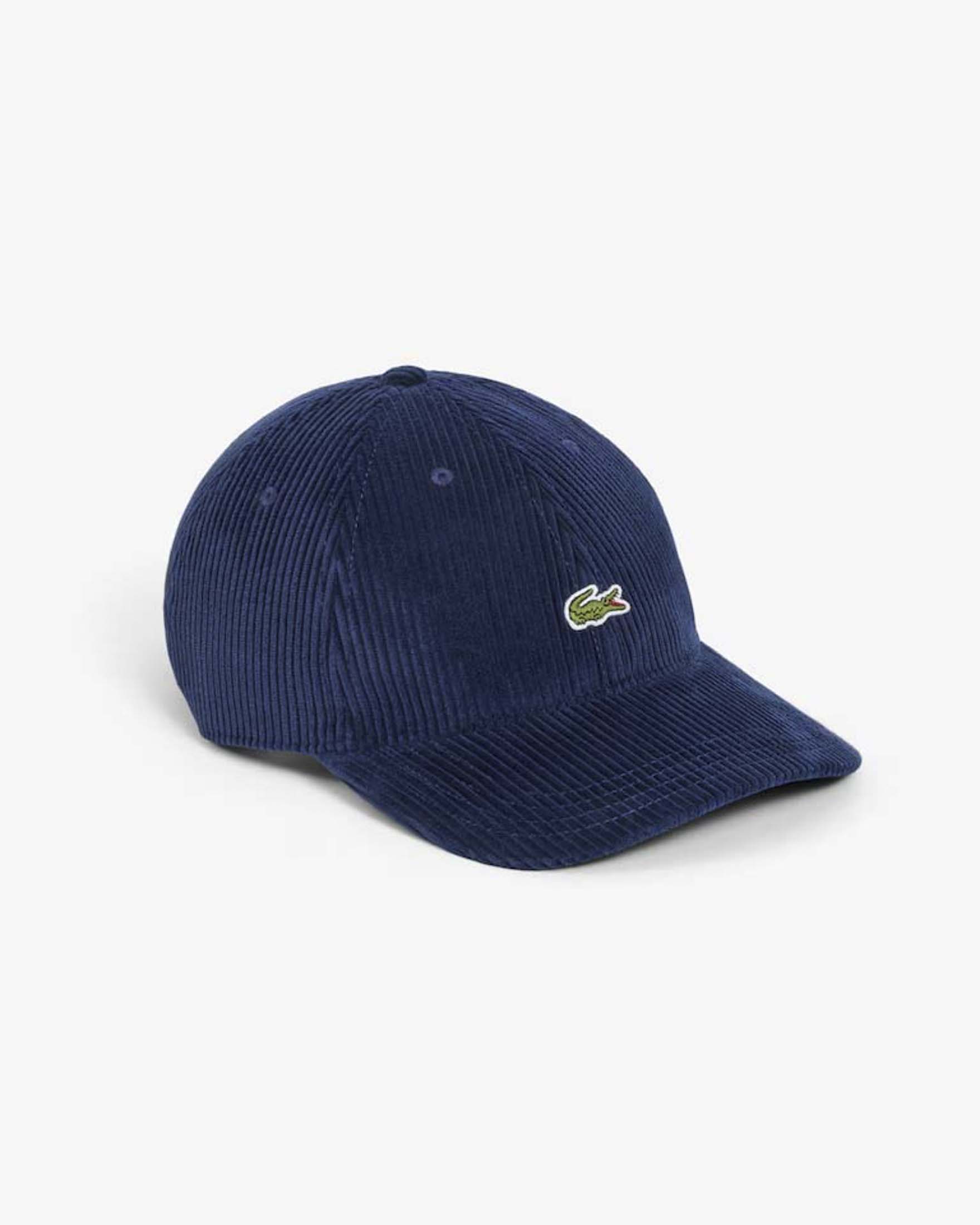Cappellino Lacoste blu navy in velluto a coste di cotone