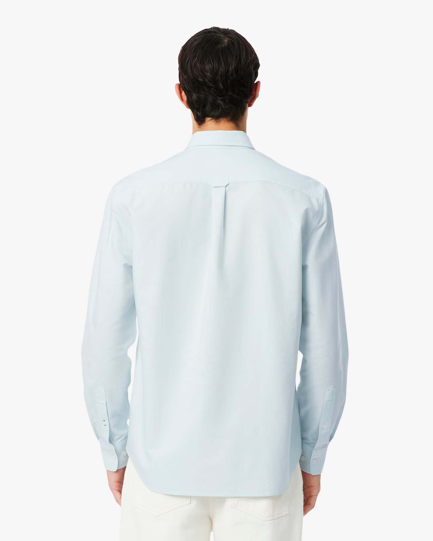 Camicia button down regular fit Lacoste azzurra in cotone Oxford image