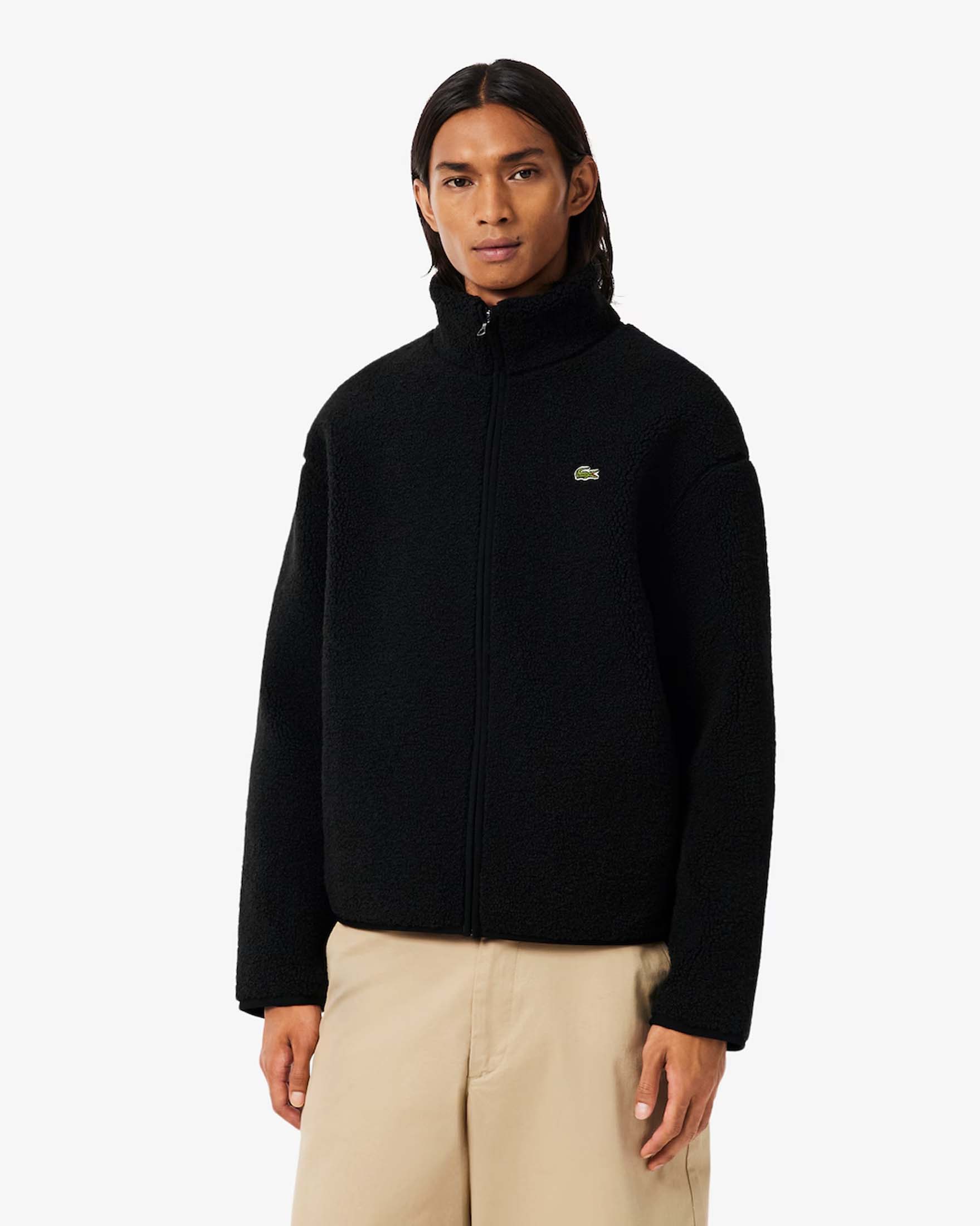 Giacca Lacoste nera in sherpa