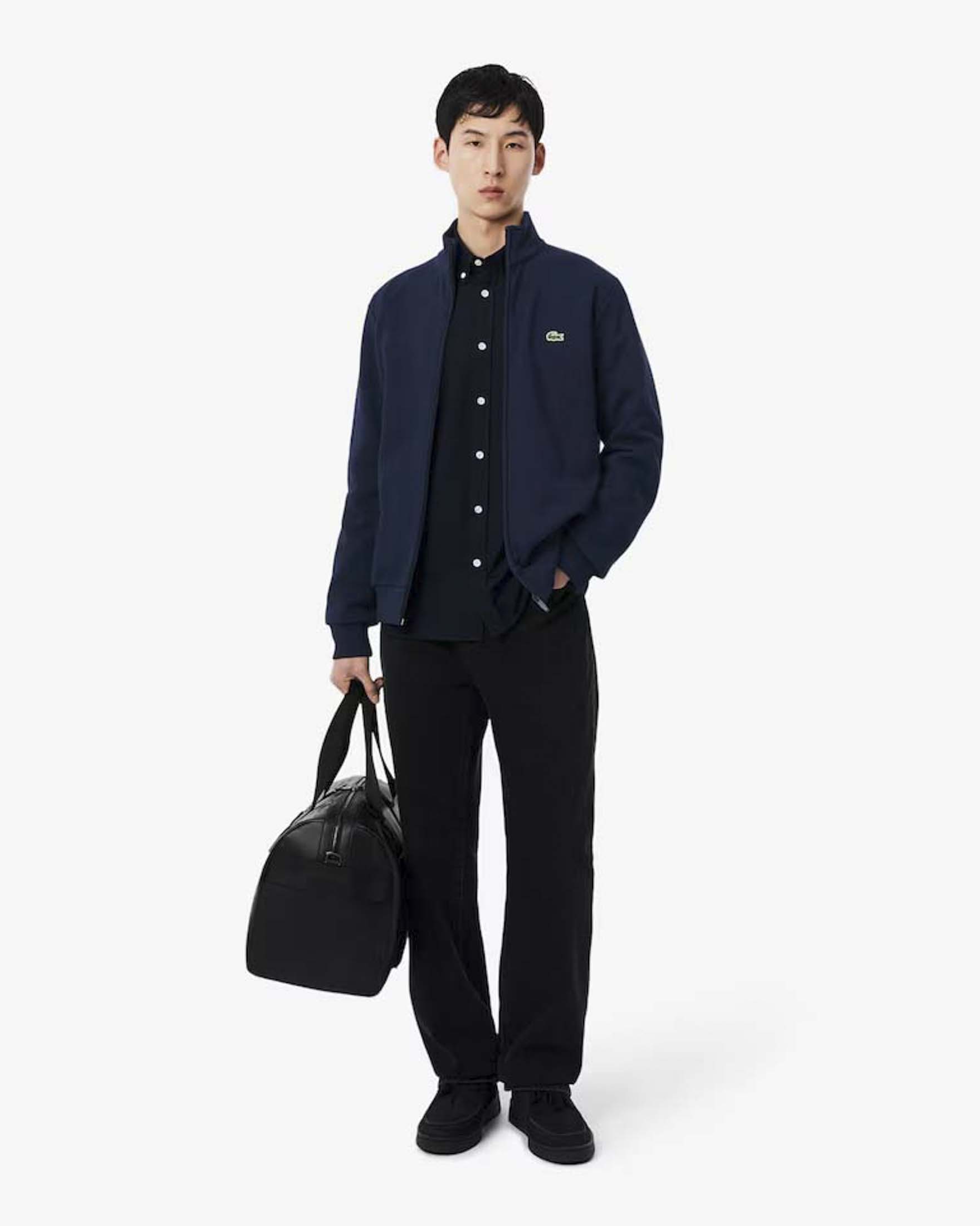 Felpa full zip Lacoste blu in cotone felpato image
