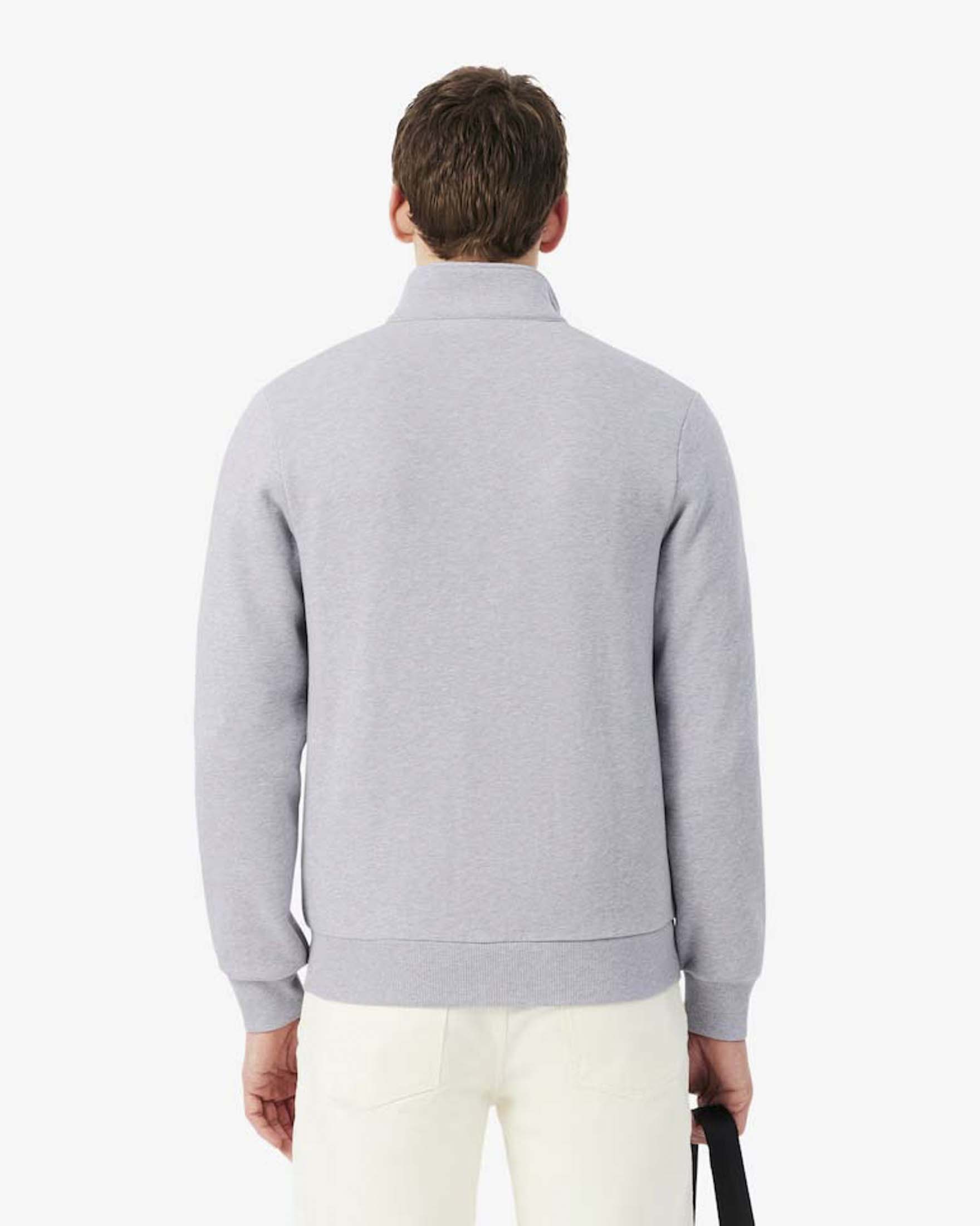 Felpa full zip Lacoste grigia in cotone felpato image