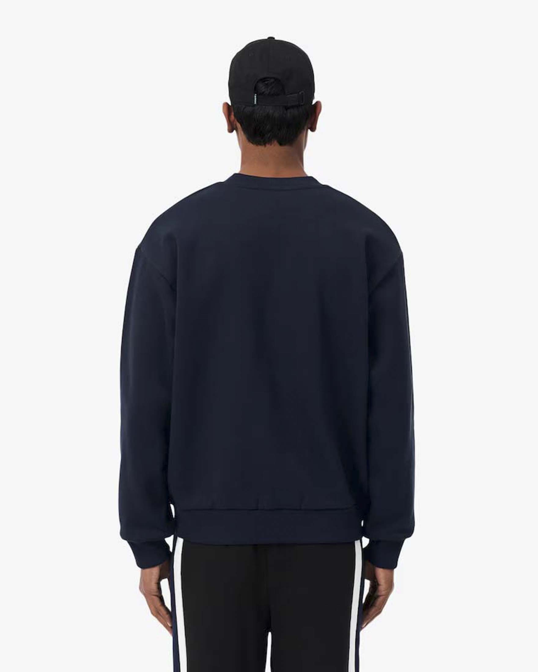 Felpa girocollo Lacoste blu in cotone felpato image