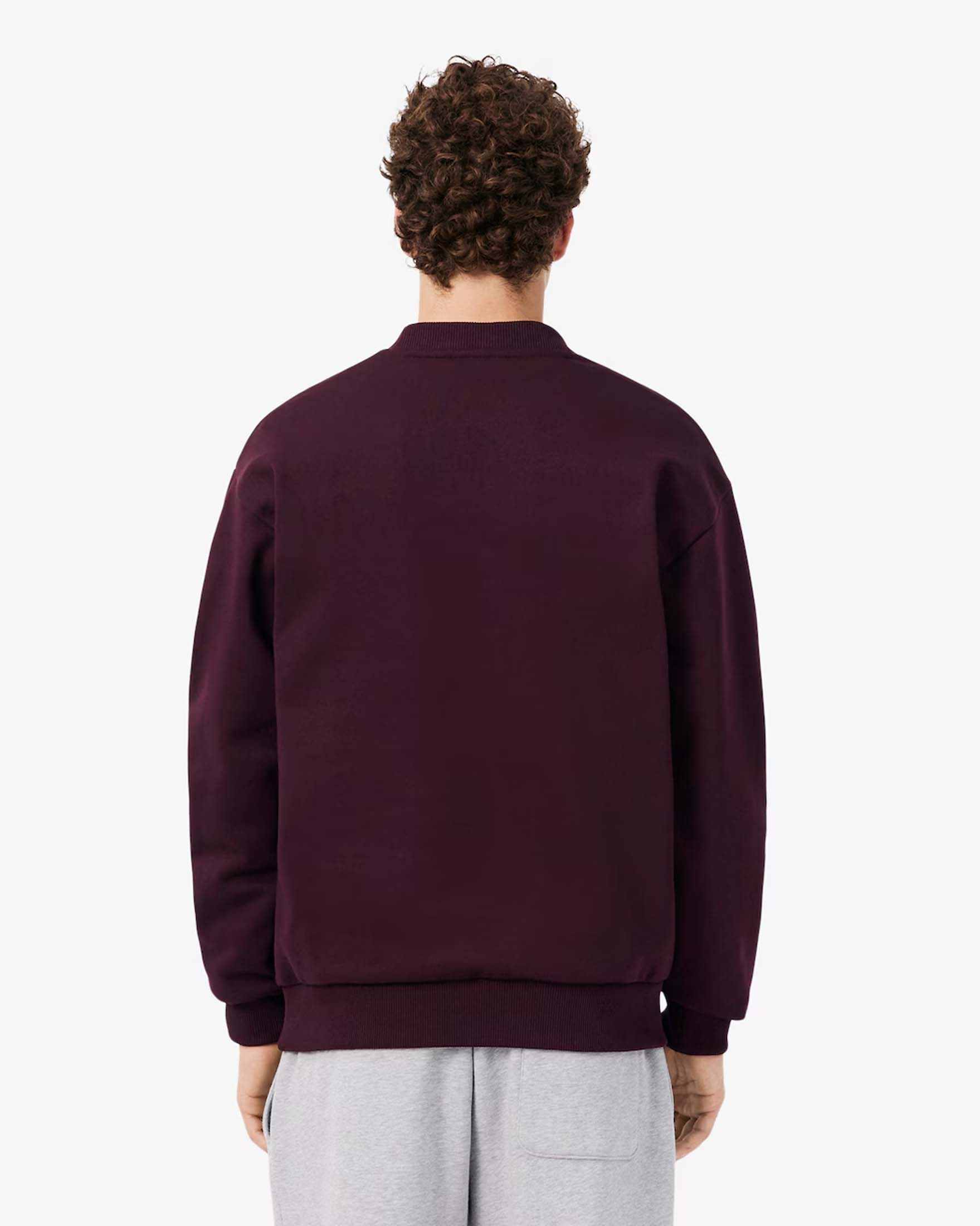 Felpa girocollo Lacoste bordeaux in cotone felpato image