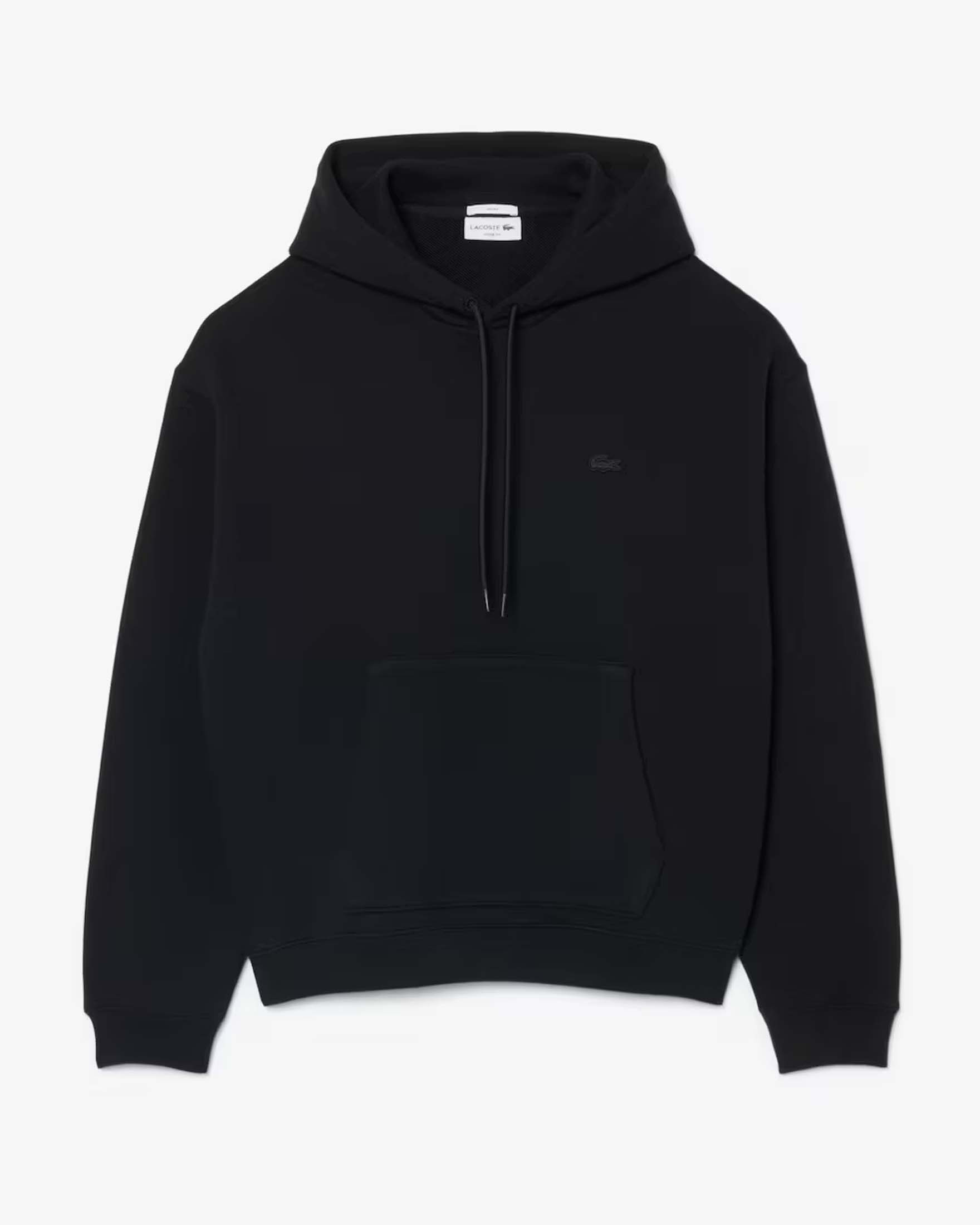 Felpa Lacoste loose-fit nera con cappuccio e tasche a marsupio image