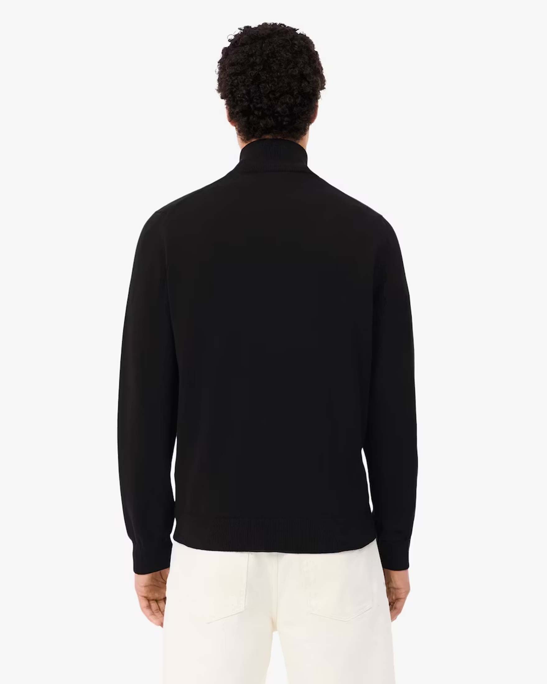 Maglione con mezza zip Lacoste nero in jersey di cotone biologico image