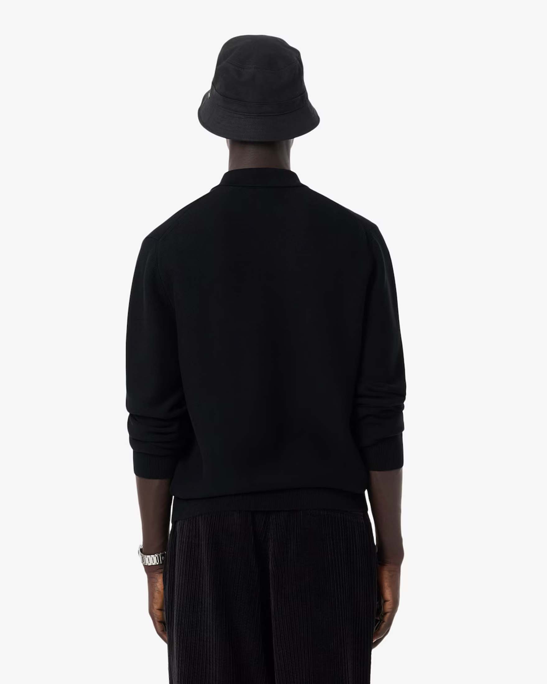 Polo a maniche lunghe Lacoste nera in maglia di cotone biologico image