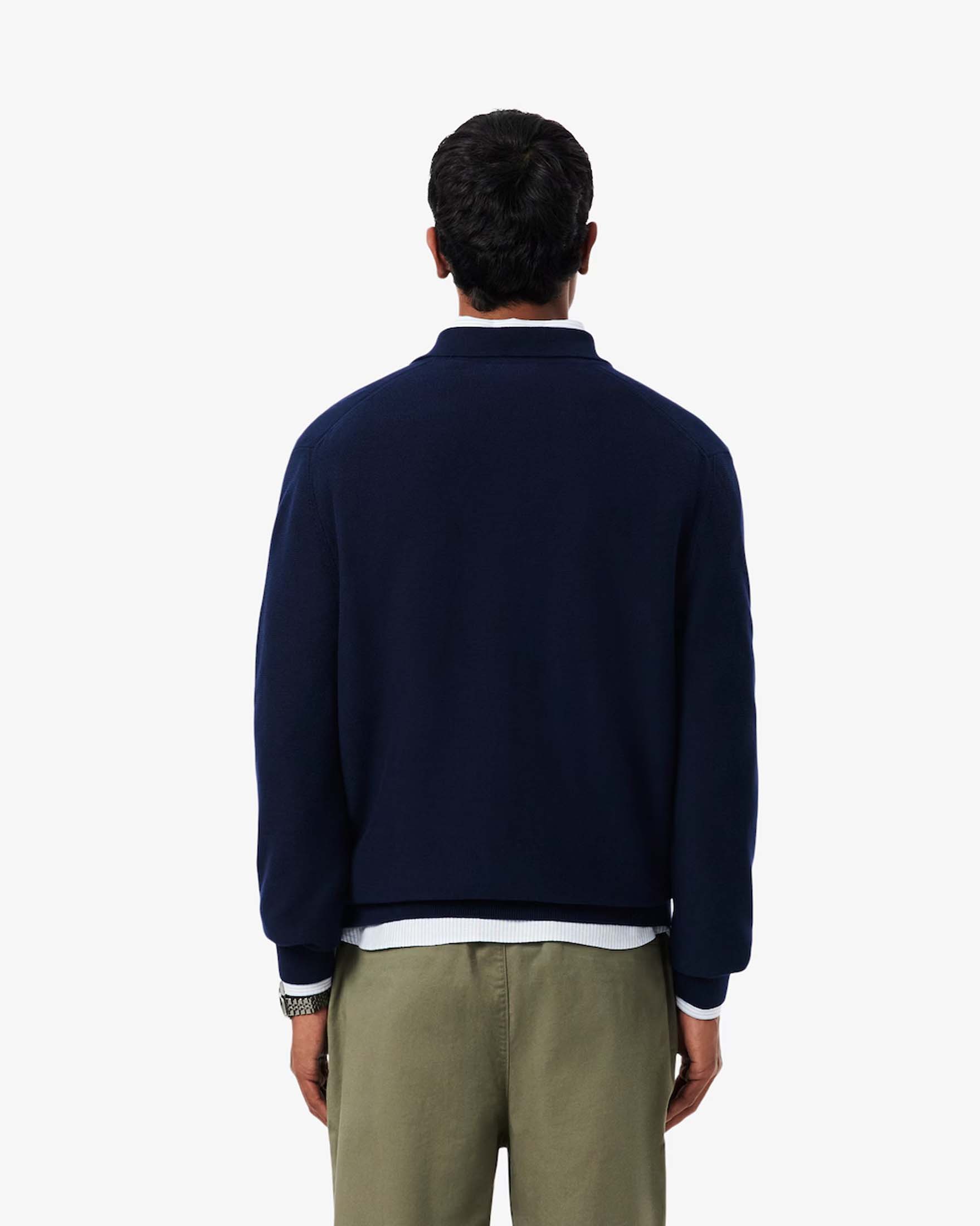 Polo a maniche lunghe Lacoste blu in maglia di cotone biologico image