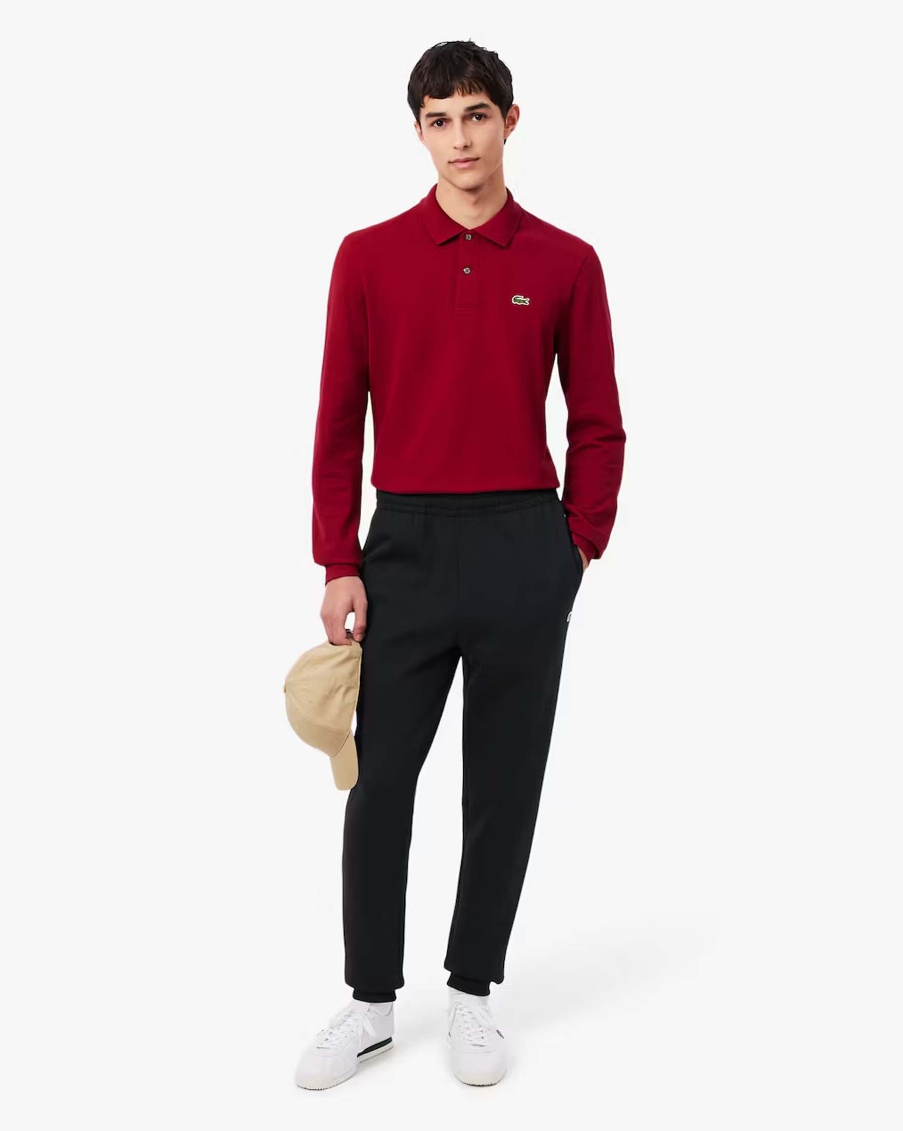 Pantaloni jogger Lacoste neri in cotone felpato