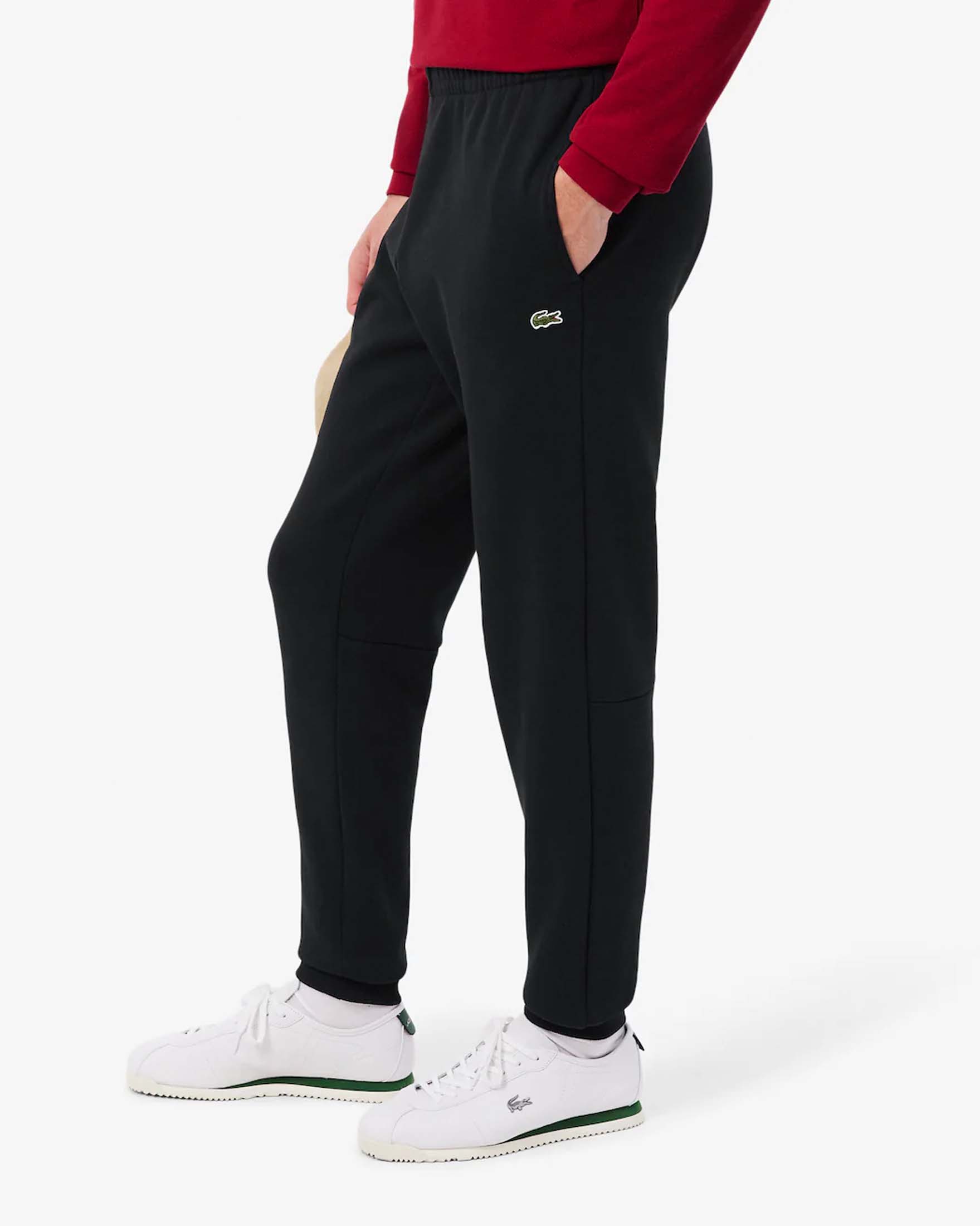 Pantaloni jogger Lacoste neri in cotone felpato image