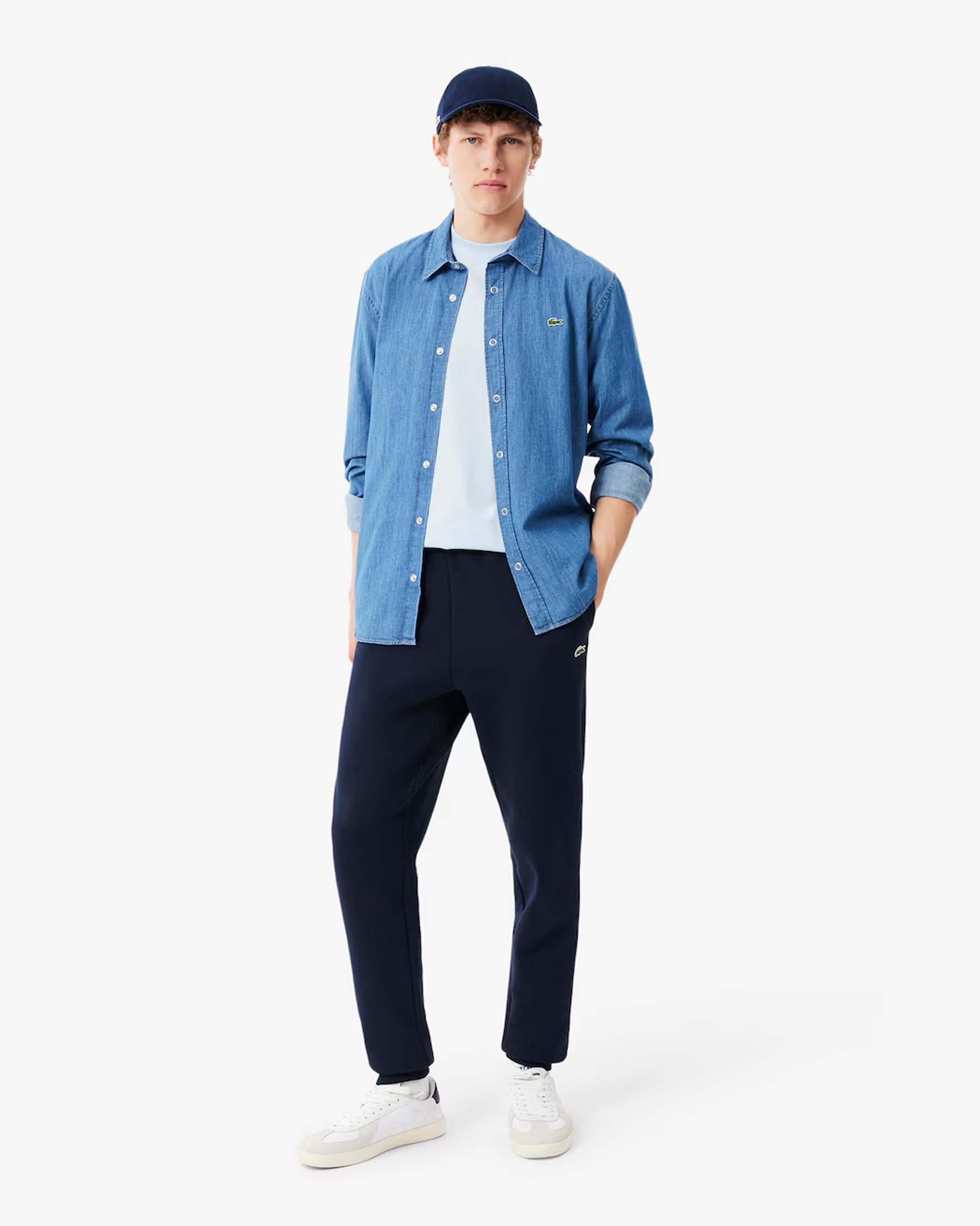Pantaloni jogger Lacoste blu in cotone felpato