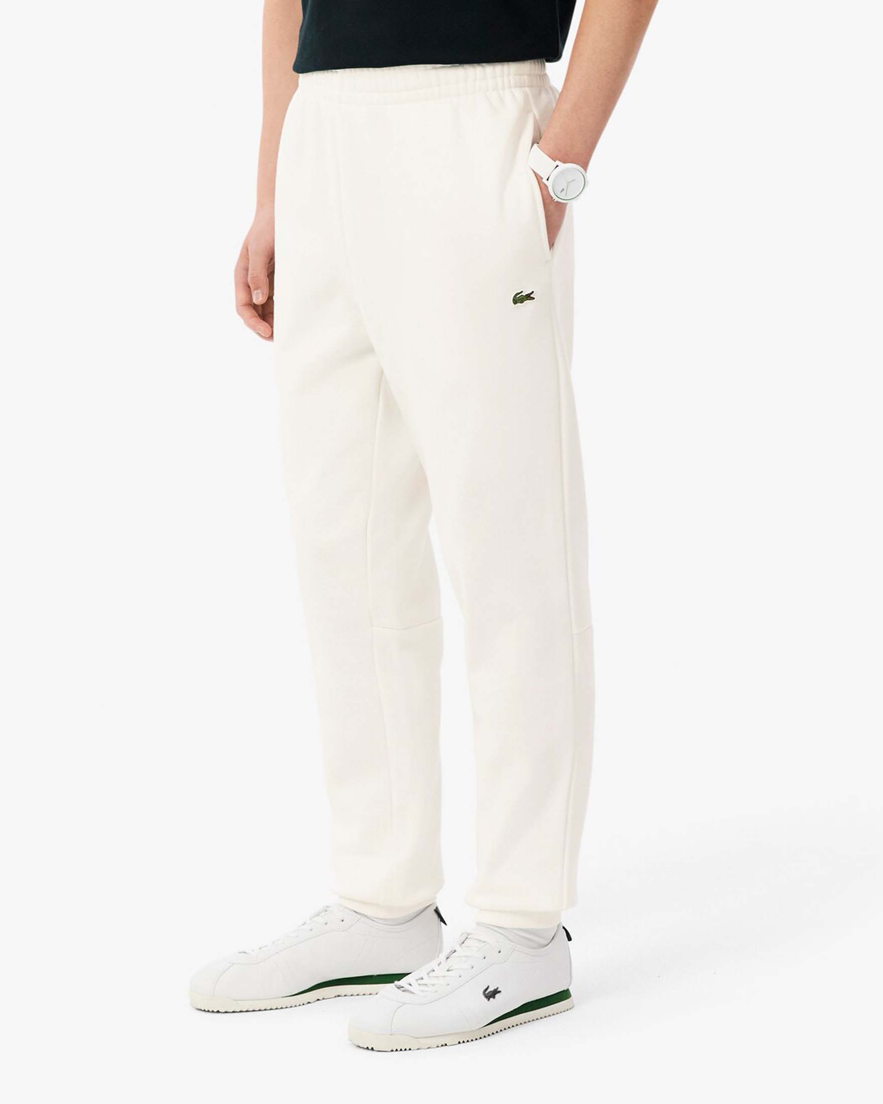 Pantaloni jogger Lacoste panna in cotone felpato image